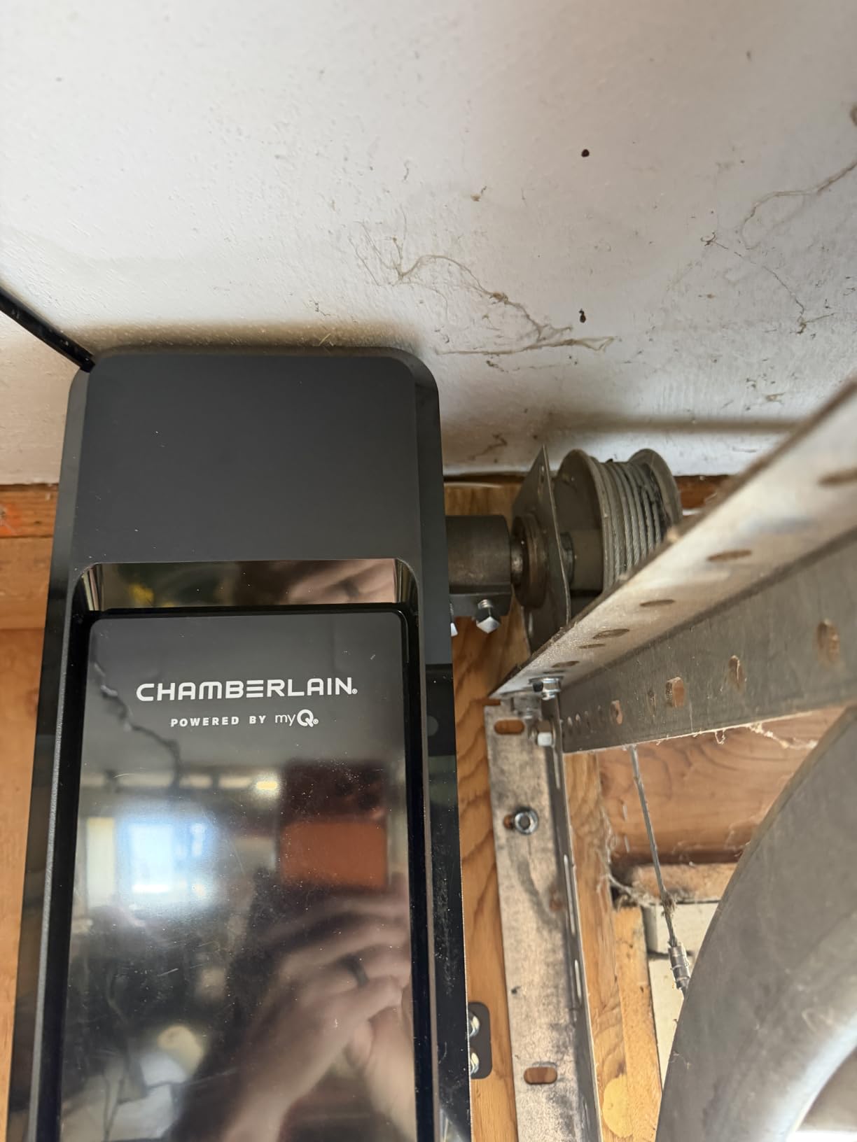 Chamberlain Wall Mount myQ Garage Door Opener, Battery Backup | Space Saving & Whisper-Quiet performance, Smart garage myQ compatible, Includes: Remote, LED Light, Lock, & 850lb lift power customer photo 1