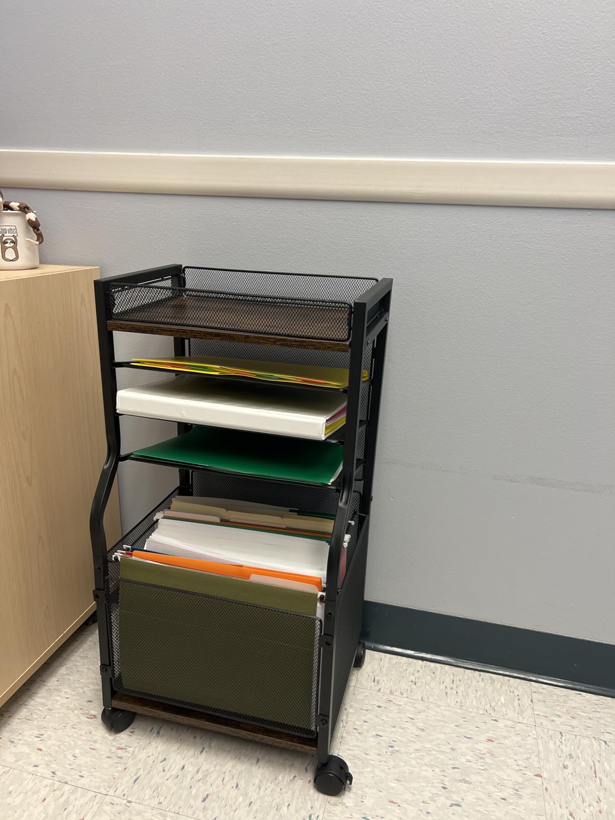 3IngSeagulls Rolling File Cart, 5-Tier Mobile Filing Cabinet on Lockable Wheels, Under Desk Storage, Mesh Sliding Hanging Folder, Office Storage & Organization Cabinet for Office, Home, and School customer photo 1