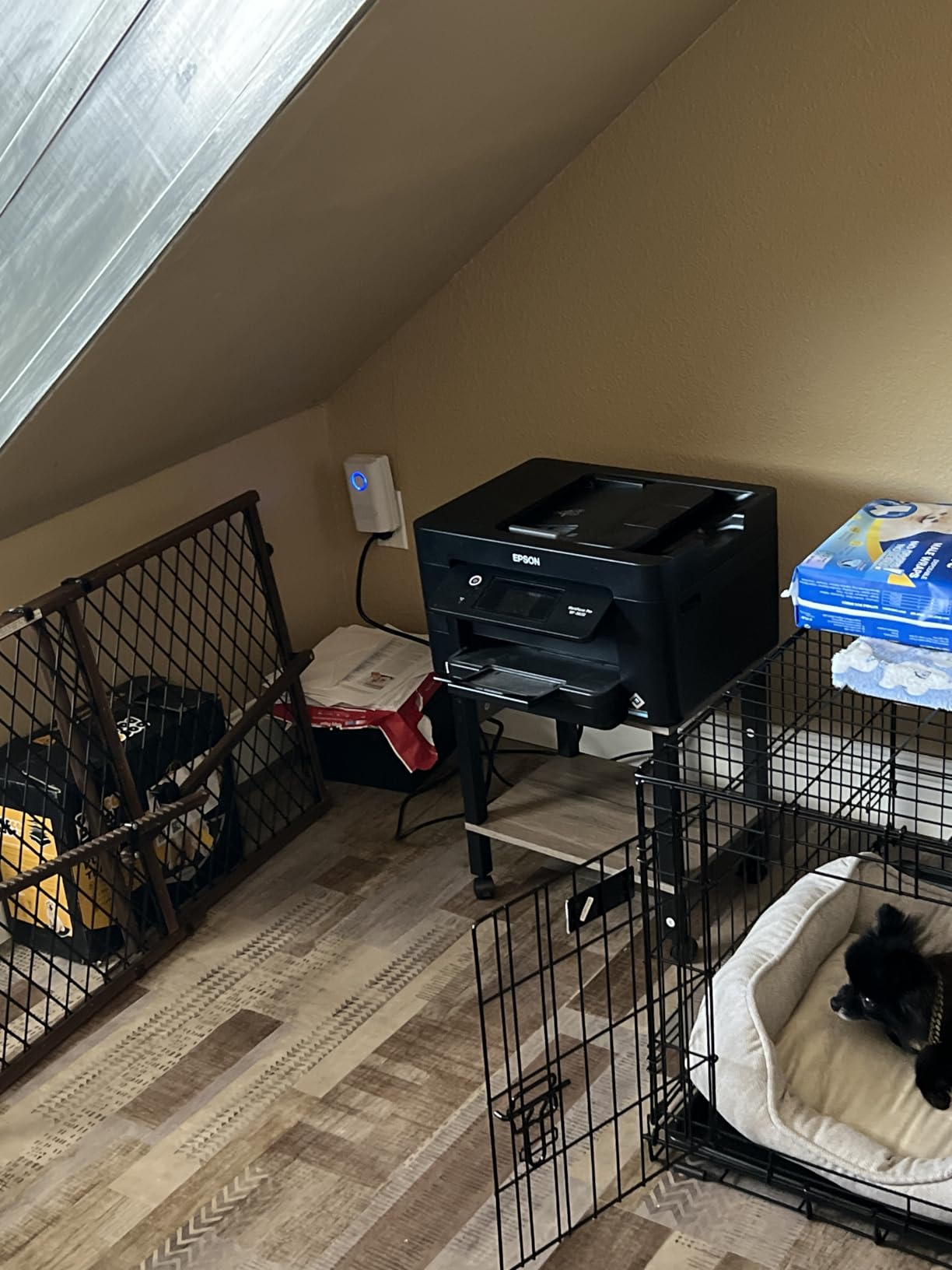 HOOBRO 2-Tier Printer Stand with Charging Station, Under Desk Printer Table, Printer Cart with Storage Shelves, Shelf for Small Spaces, for Home Office, Rustic Brown and Black BF38UPS01 customer photo 1