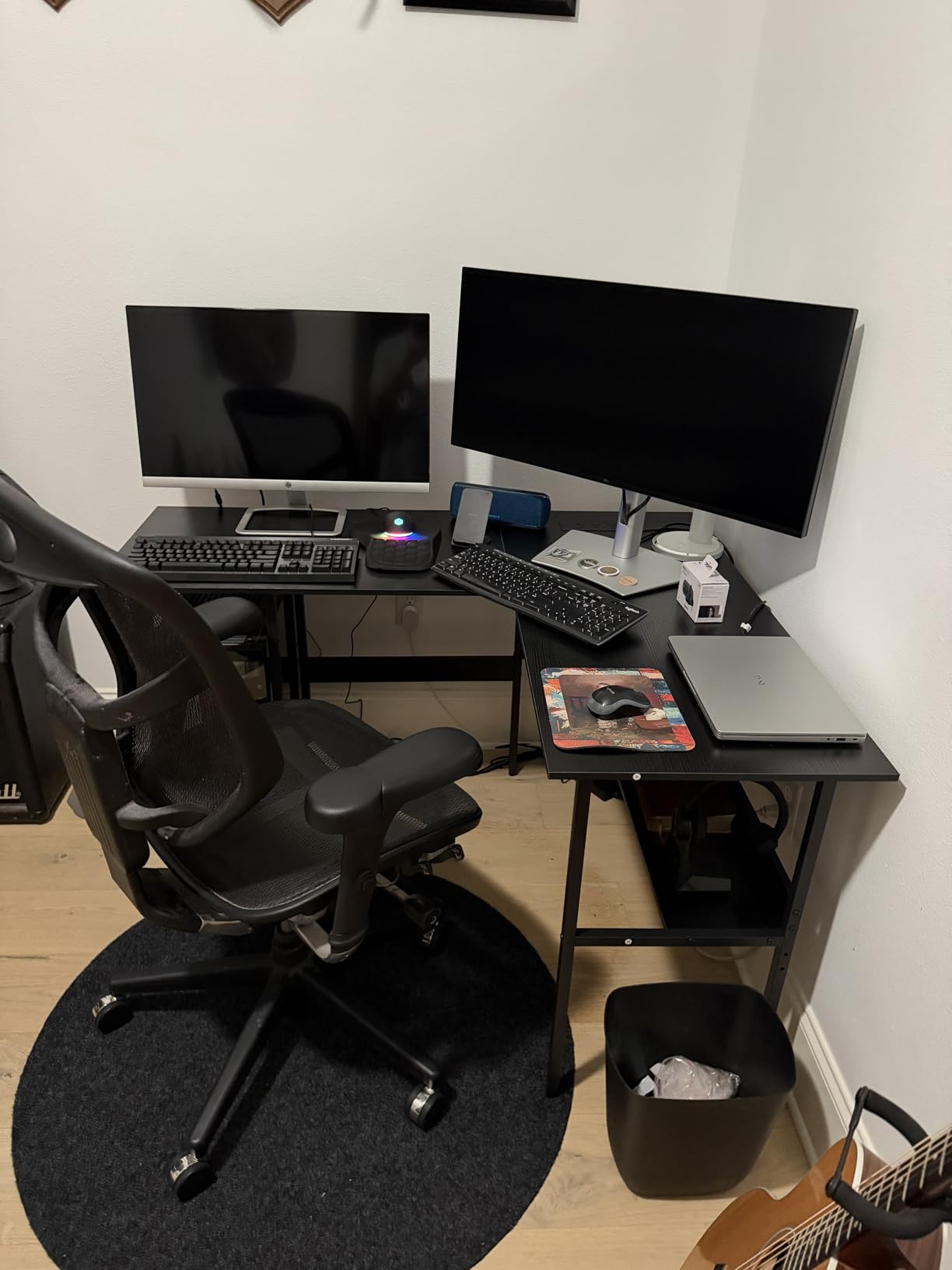 Unikito Reversible L Shaped Desk with Magic Power Outlets and USB Charging Ports, Sturdy Corner Computer Desk with Storage Shelves, Gaming Table Home Office Desk, Easy to Assemble, Black customer photo 2