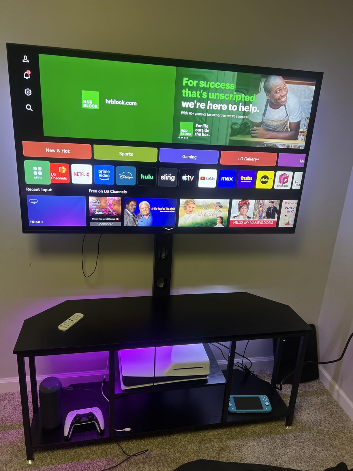 Corner TV Stand Entertainment Center with Mount for Living Room, 32-65