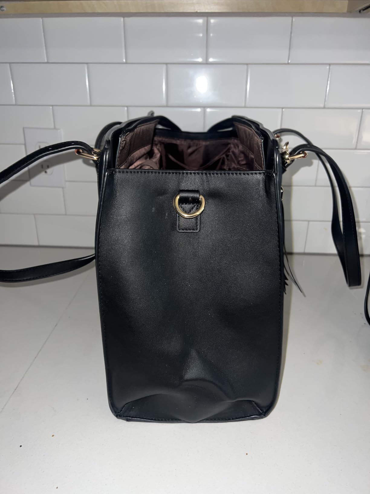 LOVEVOOK Laptop Bag for Women 15.6 inch Lightweight PU Laptop Tote Bag, Large Capacity Computer bag with Clutch Purse for Business, Work, Office, Travel, School,Casual(Black & Leather) customer photo 2