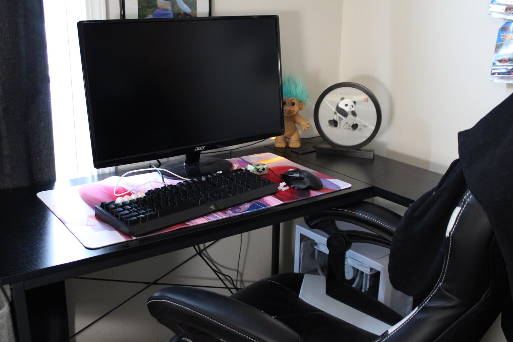 TIQLAB Gaming Desk with Power Outlets - 40 inch L Shaped Computer Desk, Reversible Design Small Corner Desk, Bookshelf Workstation for Work Study Play Home Office, Black customer photo 2