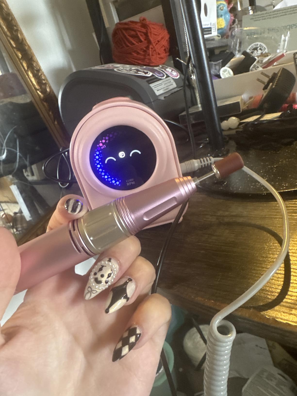 Makartt Professional Nail Drill for Nail Techs: 35000RPM E-File, Black | 60W Coreless Motor, Stepless Speed, 2-in-1 Desktop & Portable, 14H Battery, F&R, Quiet, Fast Acrylic Removal, Salon Home Use customer photo 2