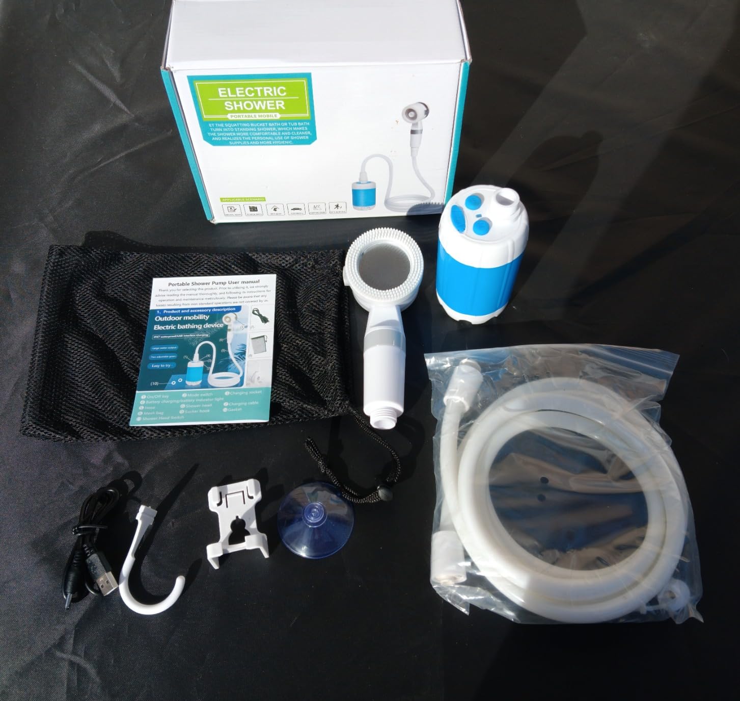 Portable Camping Shower Pump - Rechargeable Outdoor Shower Head Sprayer, Pumps Water from Bucket. Experience Refreshment Anywhere, Perfect for Camping, Hiking, Travel, Car Washing & Pet Cleaning customer photo 2