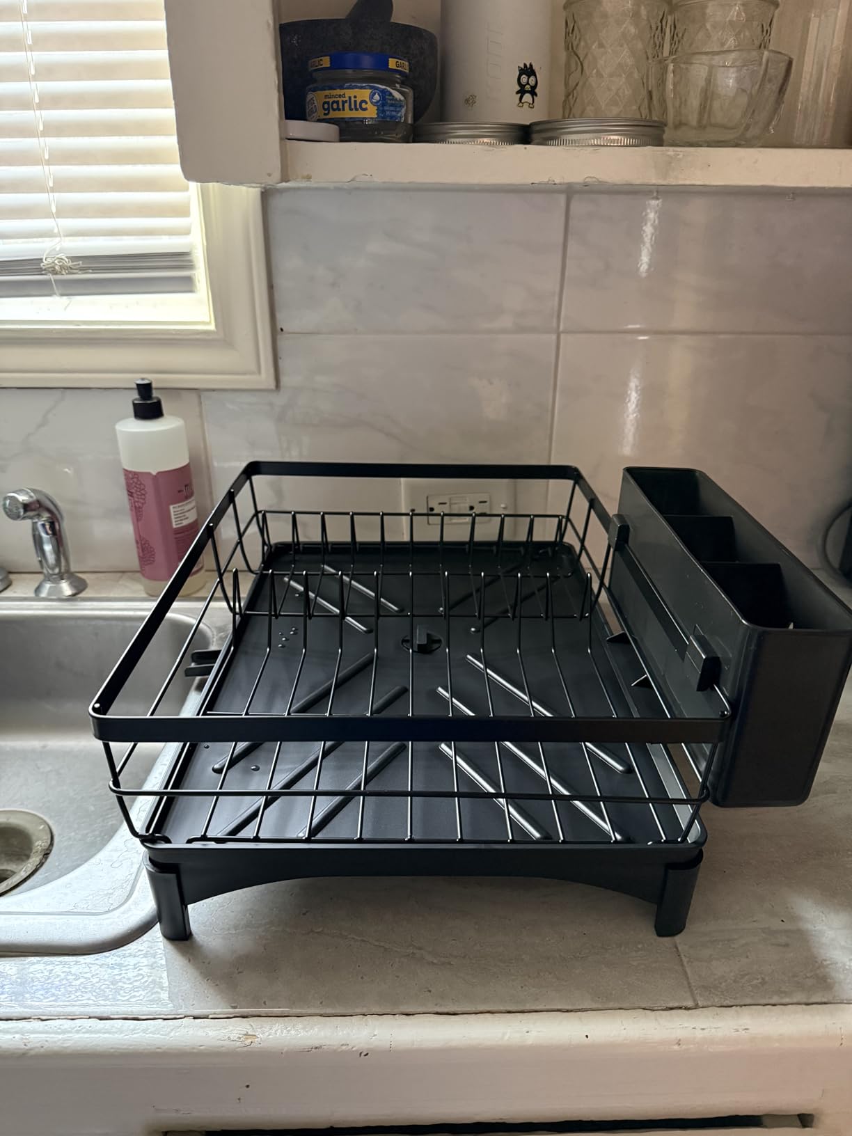 SAYZH Dish Drying Rack for Kitchen Counter with Utensil Holder, Black customer photo 1