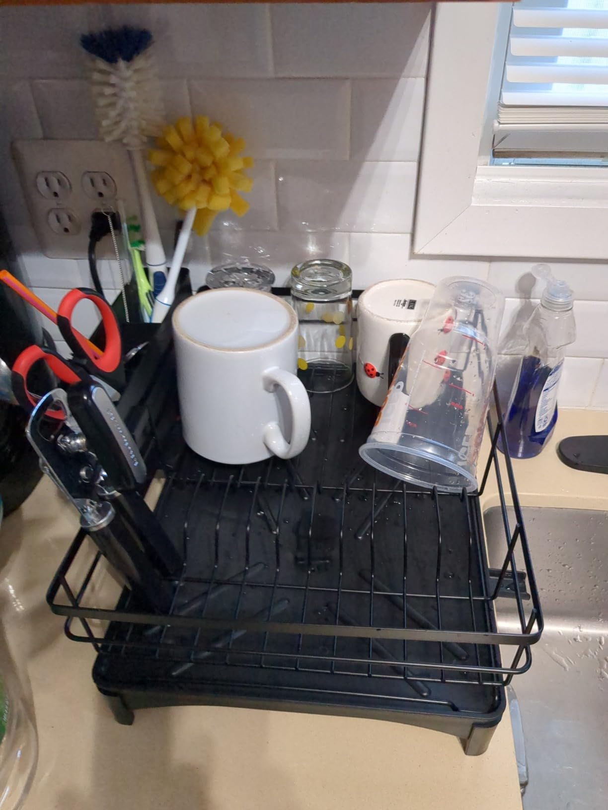 SAYZH Dish Drying Rack for Kitchen Counter with Utensil Holder, Black customer photo 2