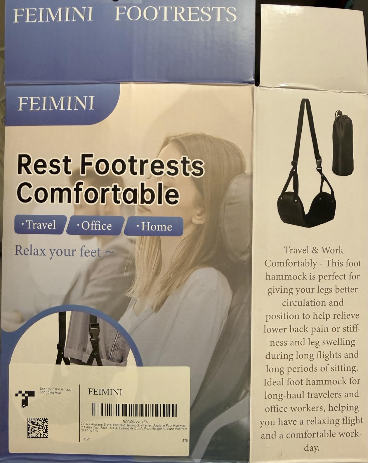 2-Pack Airplane Travel Footrest Hammock - Perfect Airplane Foot Hammock to Relax Your Feet - Travel Essentials Comfy Foot Hanger Plane Footrest for Long Trip customer photo 2