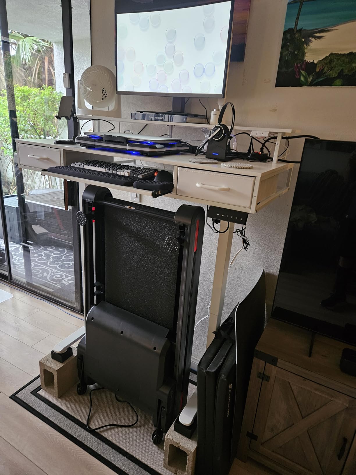 AODK 55 Inch Standing Desk with Drawers & Keyboard Tray, Rustic Brown customer photo 1