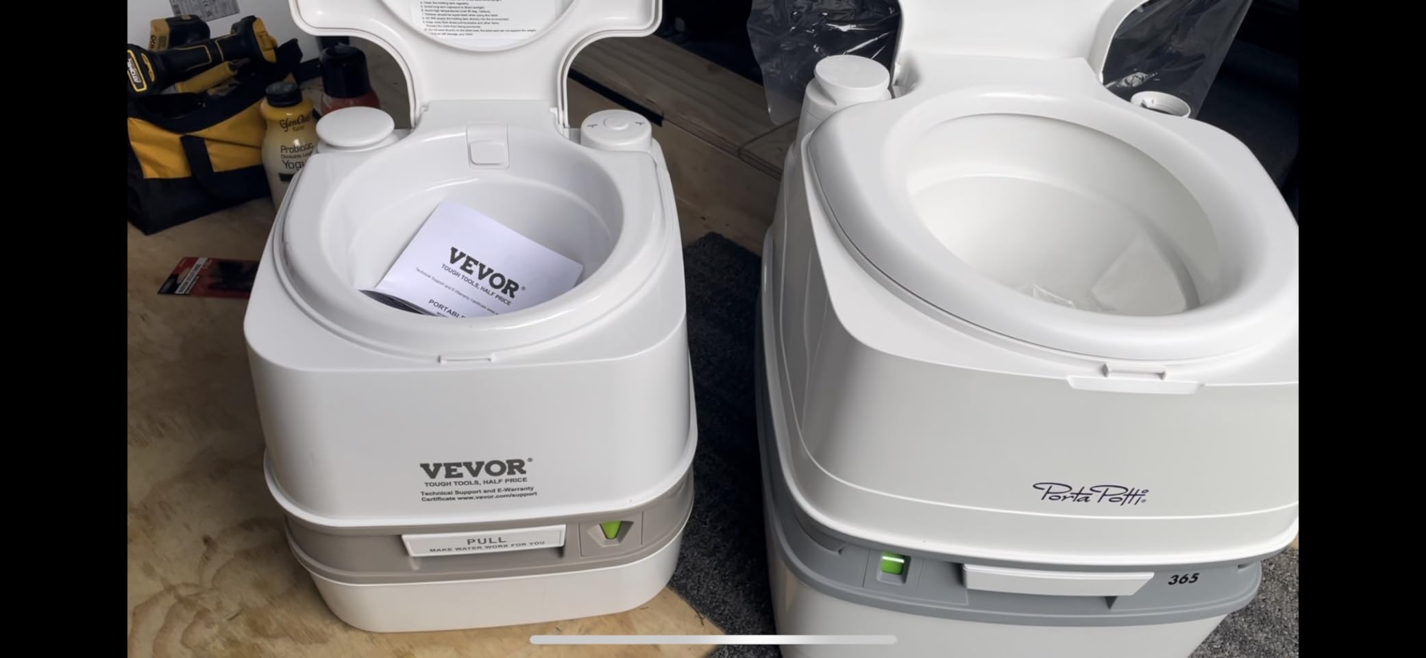 VEVOR Portable Toilet for Camping, RV Toilet with Carry Bag, 5.3 Gal Waste Tank & 3.2 Gal Flush Tank, Push-Button Pressurized Flush Commode, Leak-proof and Odourless Travel Toilet for Camping Car customer photo 2