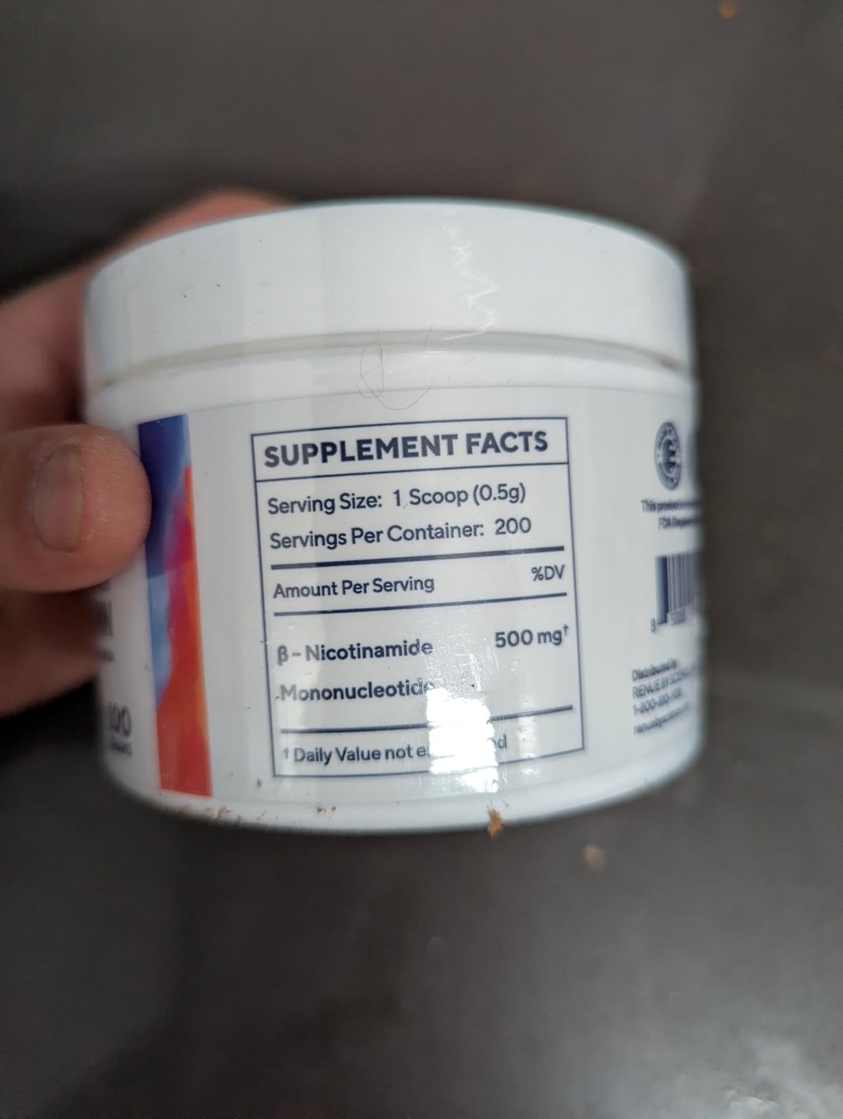 Renue By Science NMN Powder | 100g Fast Dissolve Powder Supplement | 500mg Nicotinamide Mononucleotide per Serving | Manufactured in the USA Third-Party Tested customer photo 2