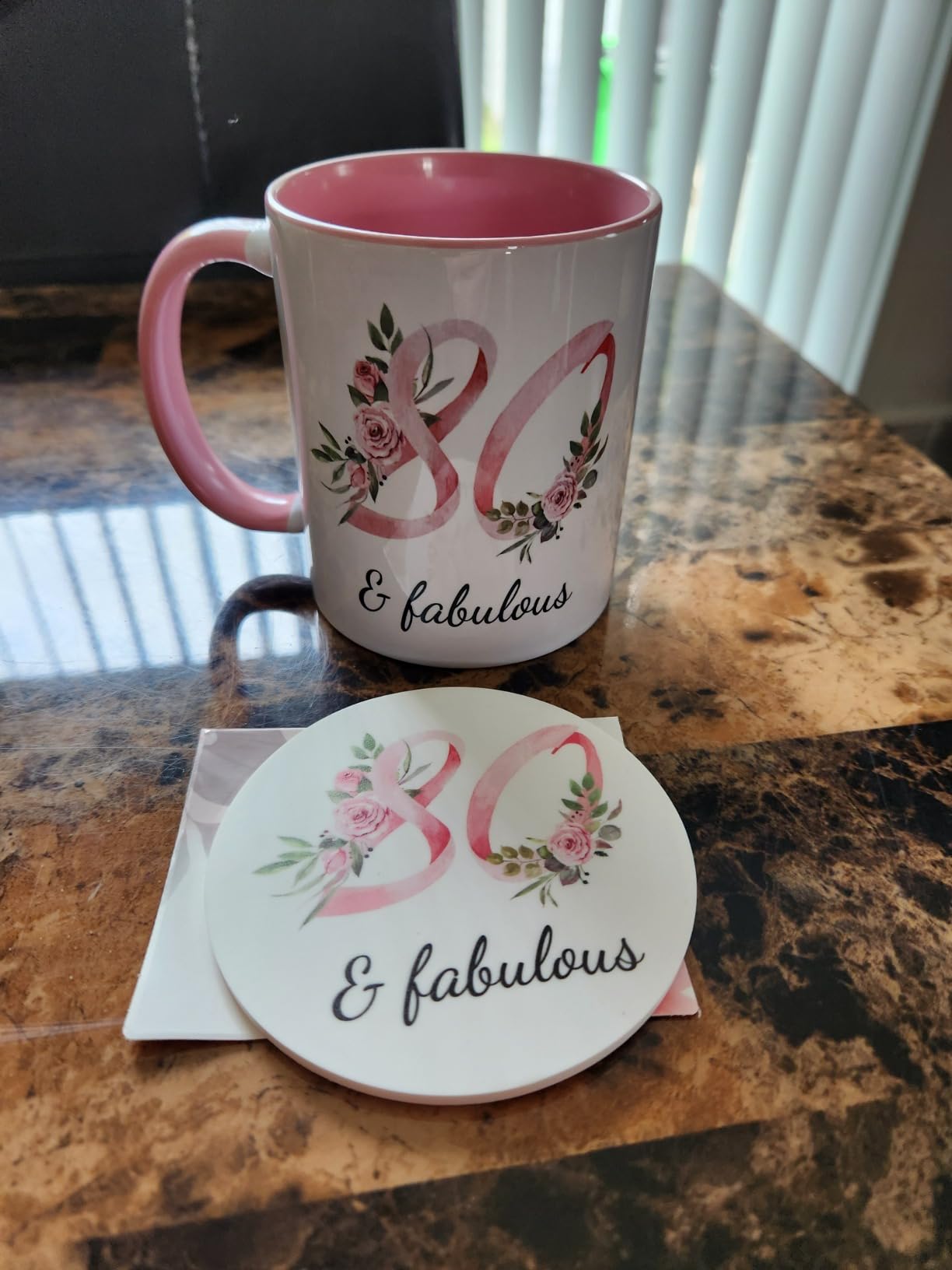 80th Birthday Gifts for Women Her, 1946 Coffee Mug with Silicone Coaster customer photo 2