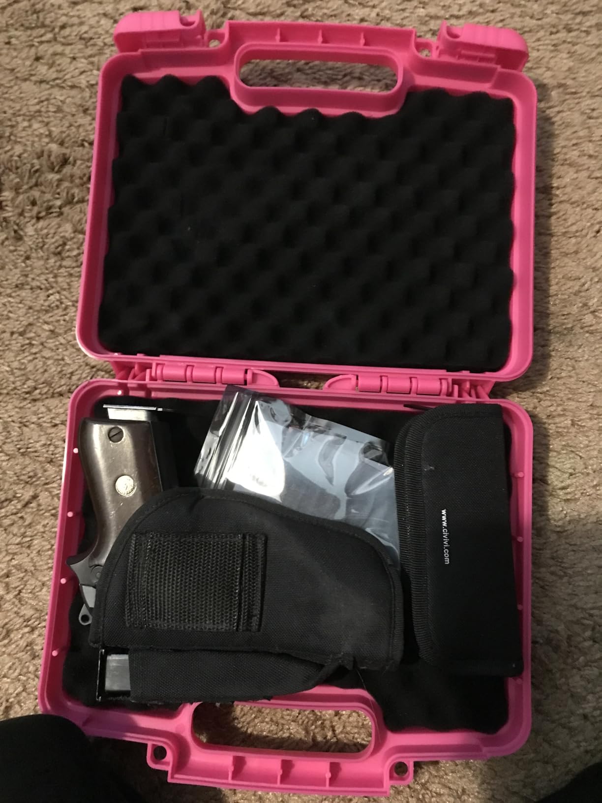 Kinghardcase 9mm Gun Case Lockable, TSA Approved Firearm Travel Case with TSA Lock, Pistol Case Hard Shell, Gun Safe for Handgun, Pistol, Revolver - Shockproof Gun Storage customer photo 2