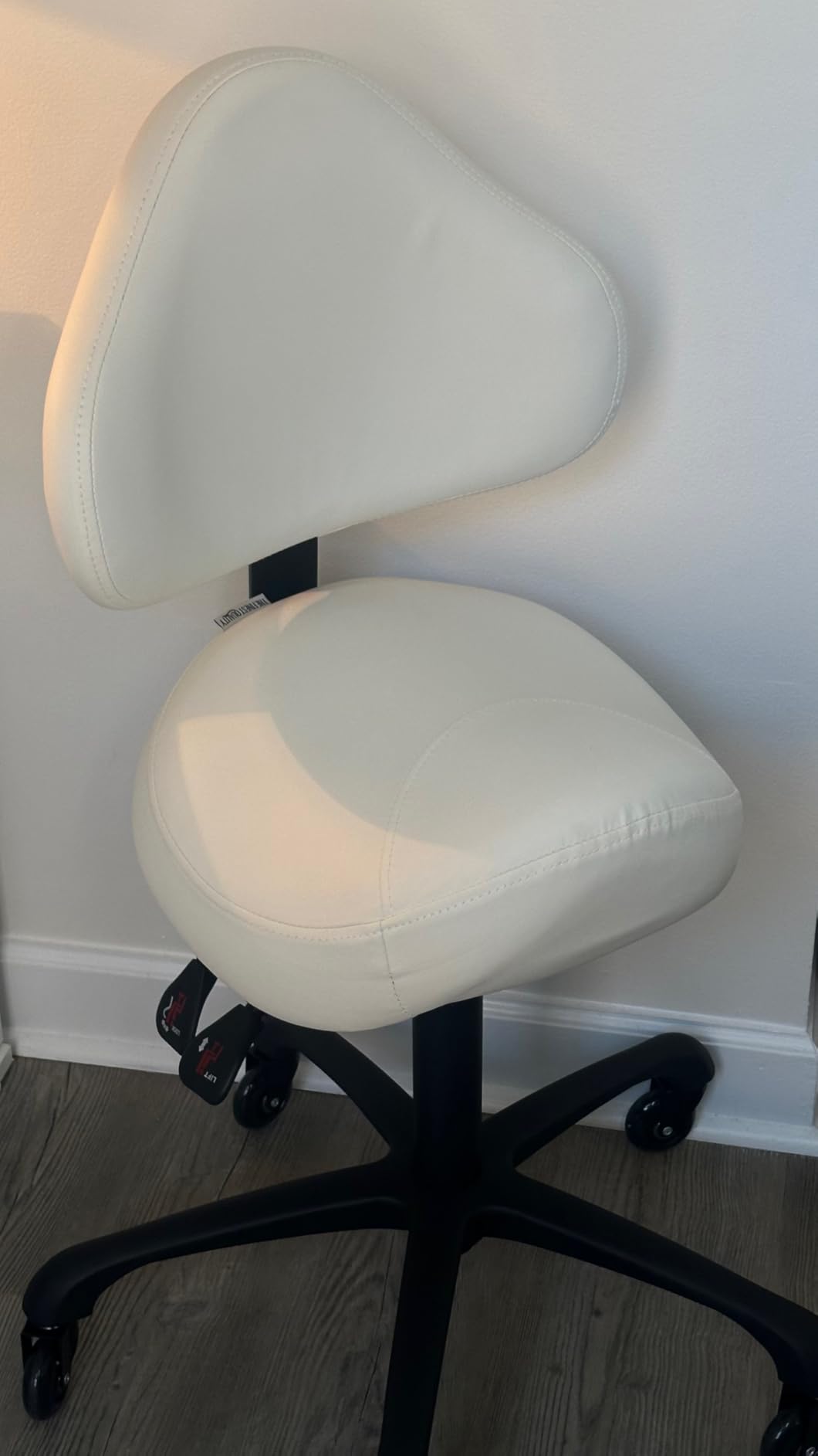 Ergonomic Saddle Chair with Back Support, Adjustable Rolling Stool customer photo 1