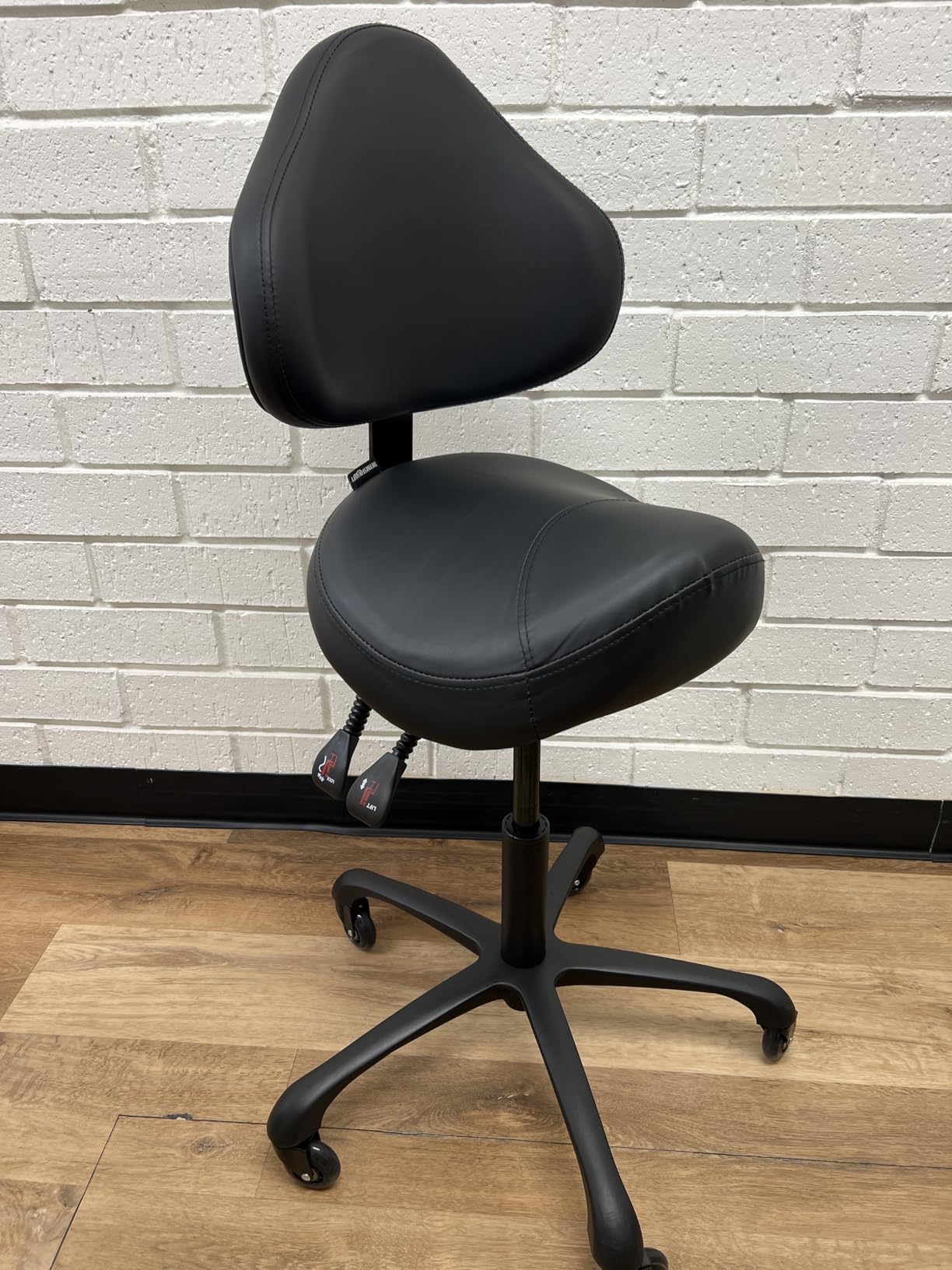 Ergonomic Saddle Chair with Back Support, Adjustable Rolling Stool customer photo 2