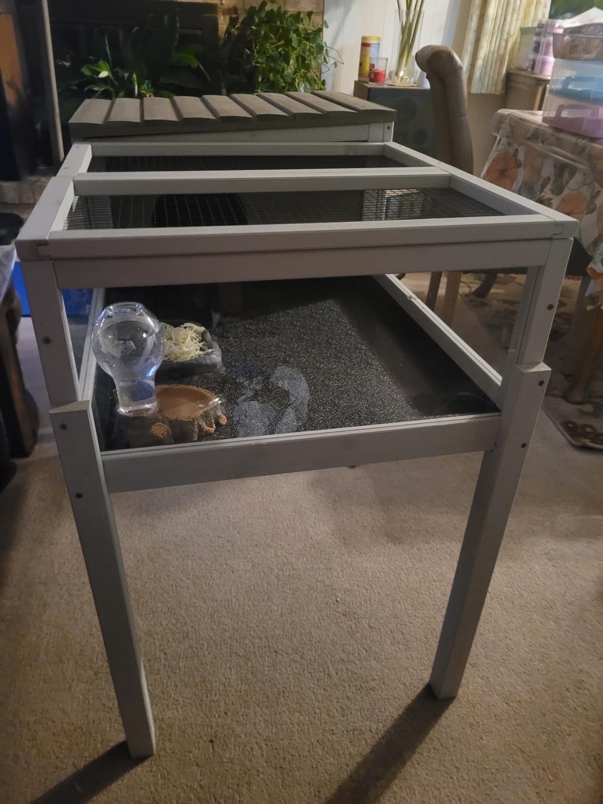 PetsCosset Tortoise Habitat with Detachable Legs, Wooden Indoor & Outdoor Turtle Enclosure, Two-Room Reptile House, Large Observation Windows, Removable Pull-Out Tray, for Tortoises customer photo 1