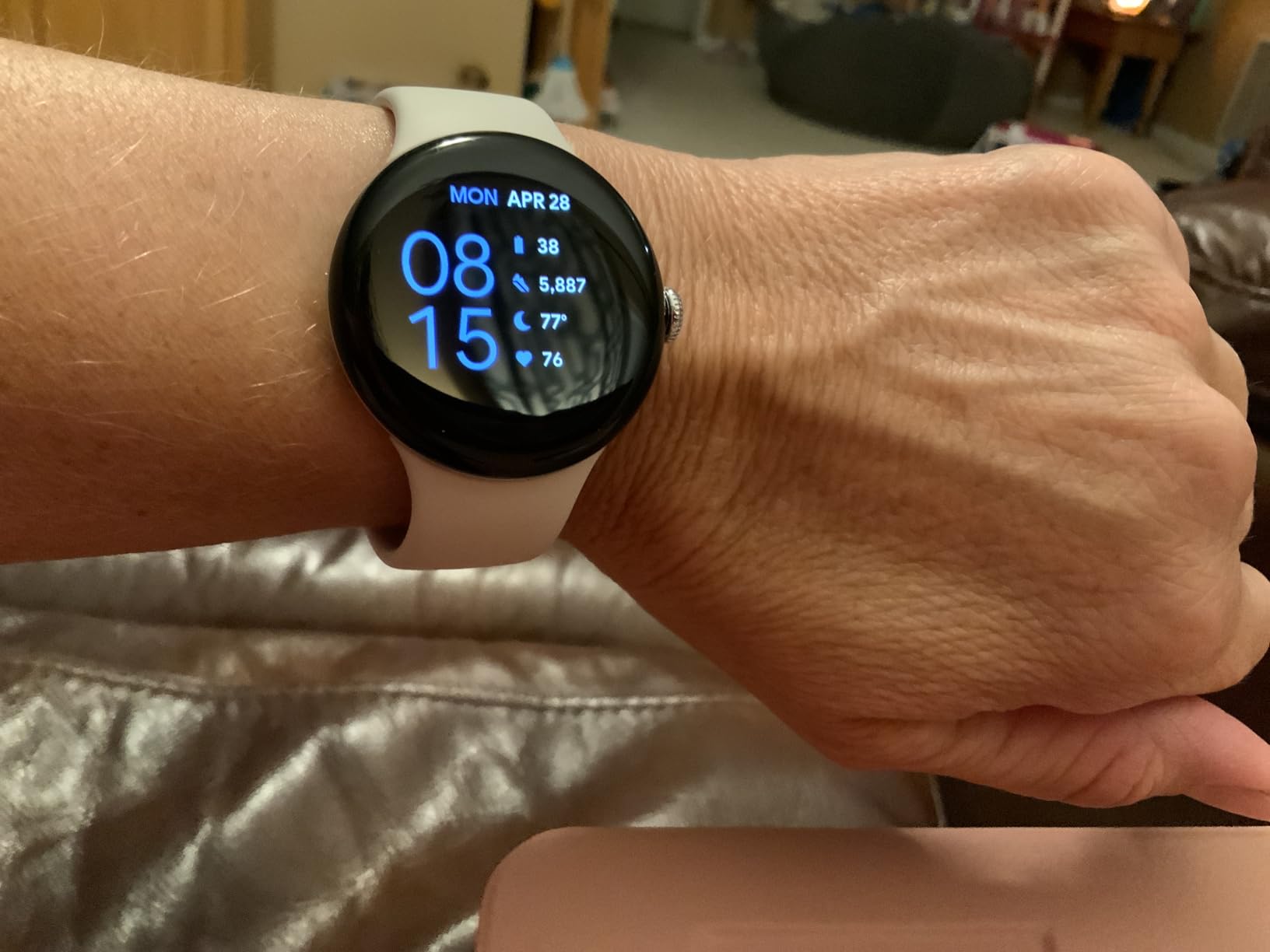 Google Pixel Watch 3 (45mm) 2024 Model - Android Smartwatch, Heart Rate Tracking, Fitbit Advanced Running, Fitness Insights, 24-Hour Battery - Matte Hazel Aluminum Case - Hazel Band - Wi-Fi customer photo 1