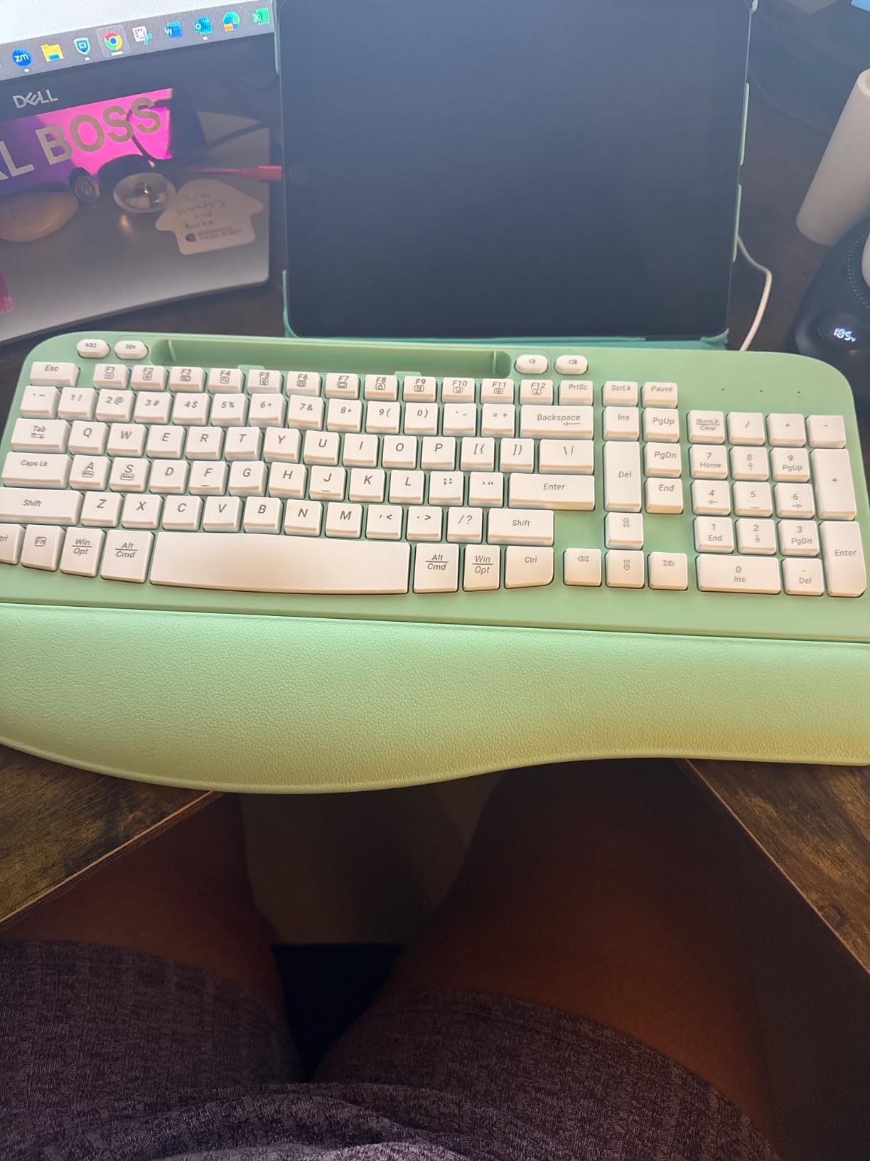 Wireless Keyboard and Mouse Combo, Full-Sized Ergonomic Wave Keys Keyboard with Memory Foam Wrist Rest & Phone Holder, 2.4G Quiet Keyboard Mouse Work Setup for PC Laptop, Office or Home (Black) customer photo 1