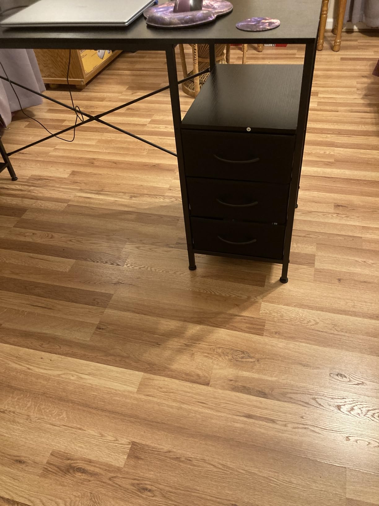 Huuger L Shaped Office Desk with Power Outlets & 3 Drawers customer photo 1