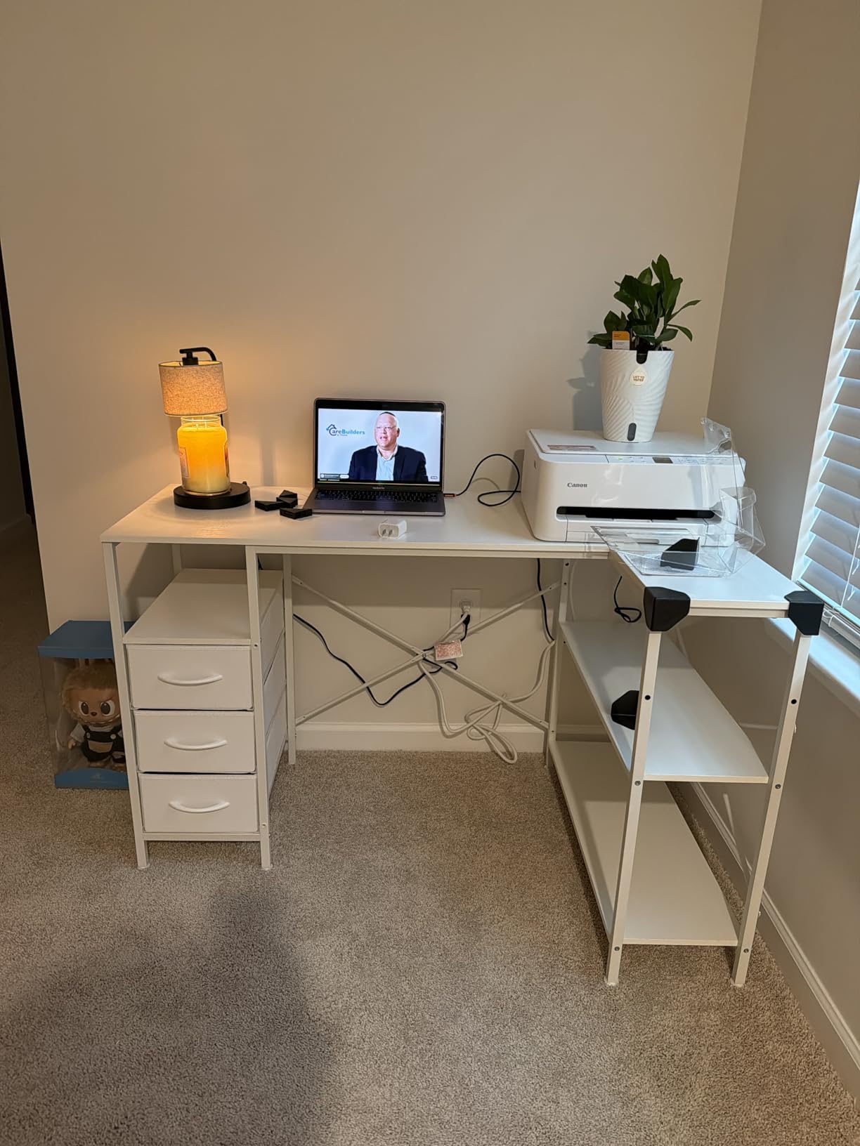 Huuger L Shaped Office Desk with Power Outlets & 3 Drawers customer photo 2