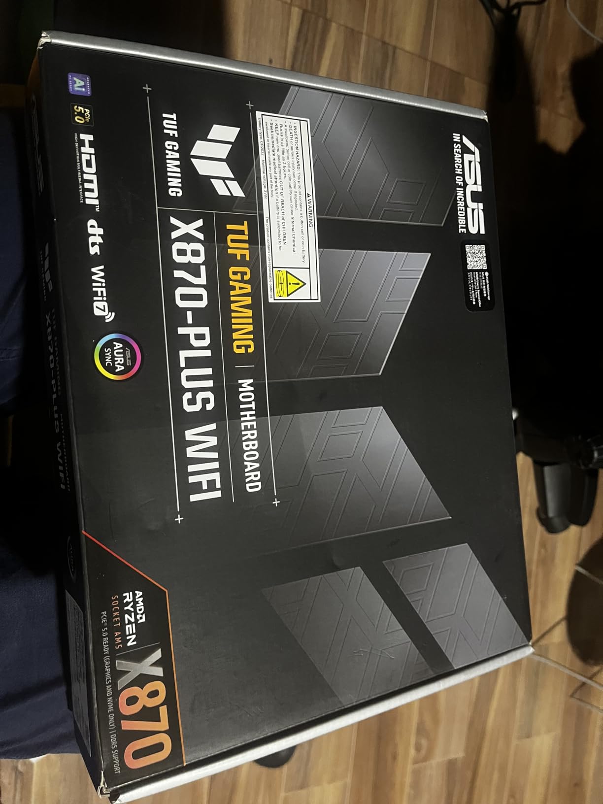 ASUS TUF Gaming X870-PLUS WiFi AMD AM5 X870 ATX Motherboard, 16+2+1, 80A SPS Power Stages, DDR5, PCIe 5.0 Ready, Four M.2 Slots, Wi-Fi 7, 2.5Gb LAN, HDMI, USB4® 40Gbps, SATA 6 Gbps, USB 20Gbps Type-C customer photo 1