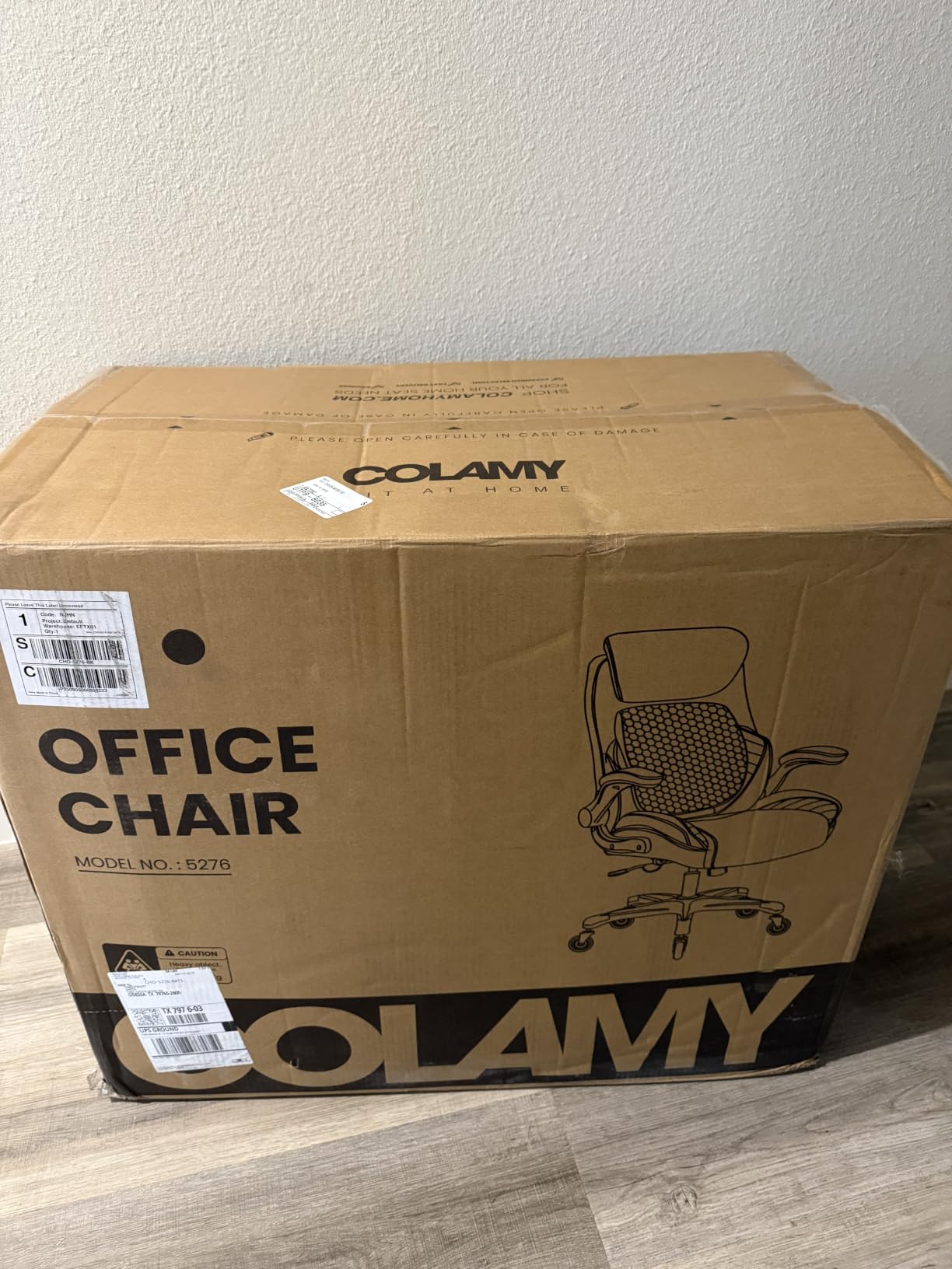 COLAMY Office Ergonomic Desk High Back Executive Chair with Pop-Out Lumbar Support, Upgraded Casters, Adjustable Headrest, Flip-Up Arms, Leather Home with Thick Cushion for Comfort - Black customer photo 1