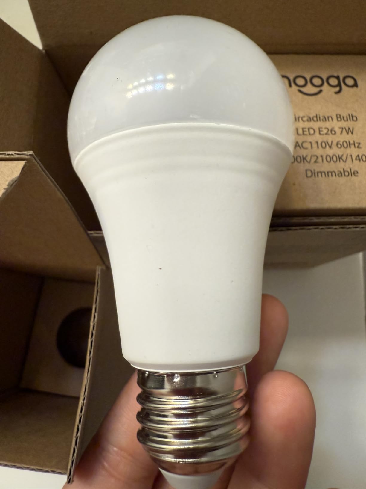 hooga Circadian Rhythm Full Spectrum LED Light Bulb - 2700K, 2100K, 1400K, Flicker-Free, Blue Light Free Night Mode, 7W Energy Efficient Warm White for Sleep, Relaxation & Focus - 4 Pack customer photo 1