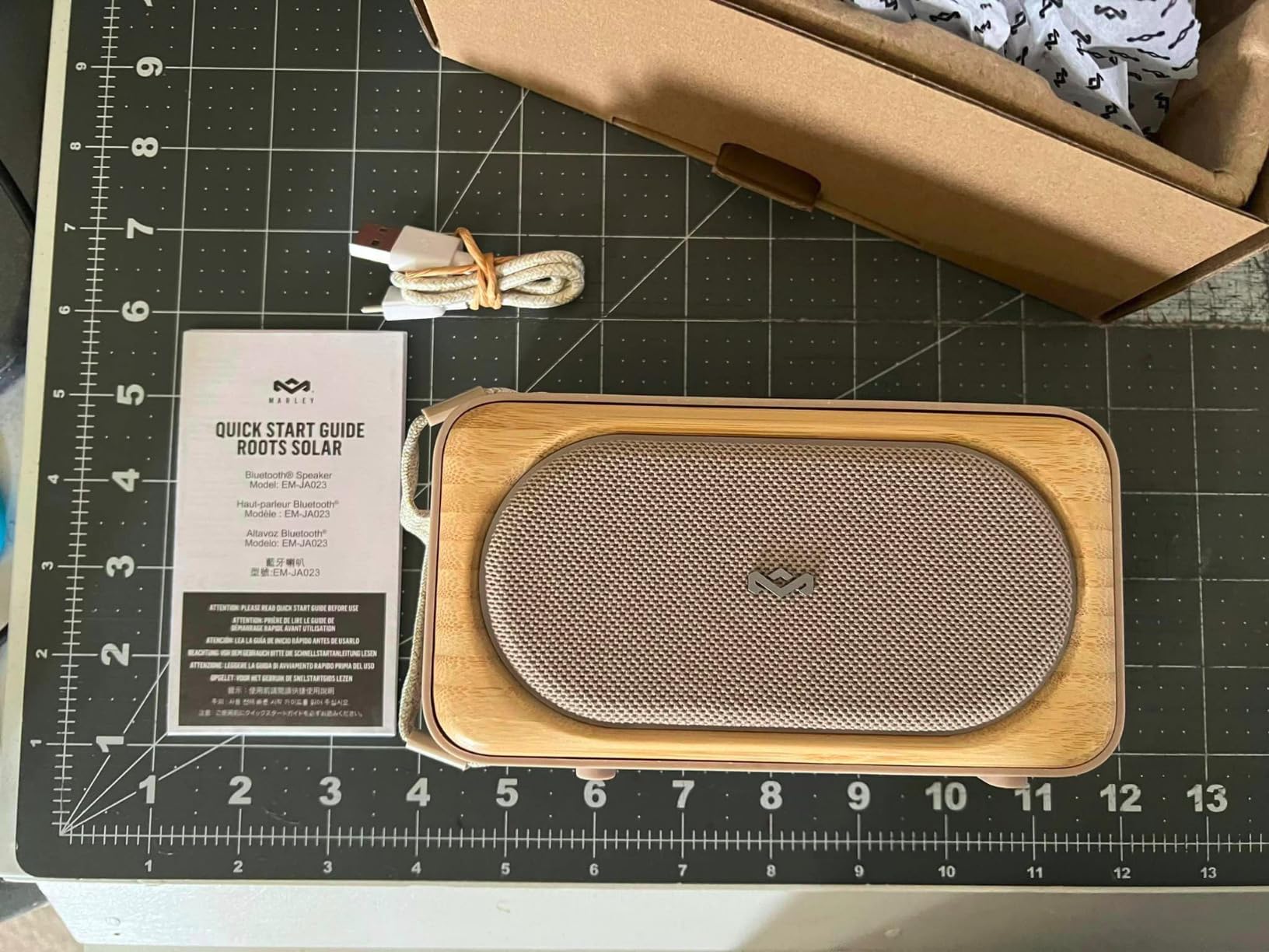 House of Marley Roots Solar Speaker - Portable Bluetooth, IP67 Water-Resistant, 14 Hr Playtime, Solar Charging, Quick Charge, Bottle Opener, Stereo Pair, Eco-Friendly Bamboo Design (Cream) customer photo 2