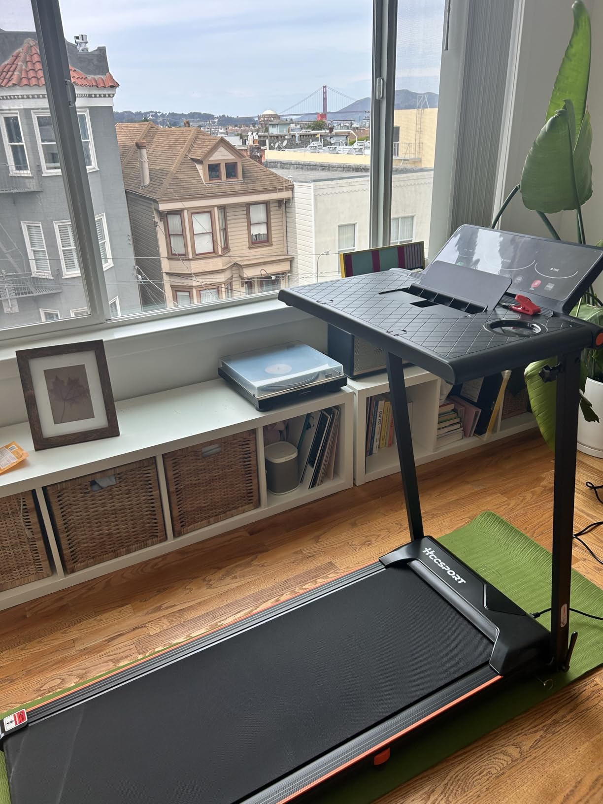 Hccsport Treadmill with Incline, 3 in 1 Under Desk Treadmill Walking Pad with Removable Desk Workstation 3.5HP Foldable Compact Walking Treadmills for Home Small Office with Wristband Remote Control customer photo 2