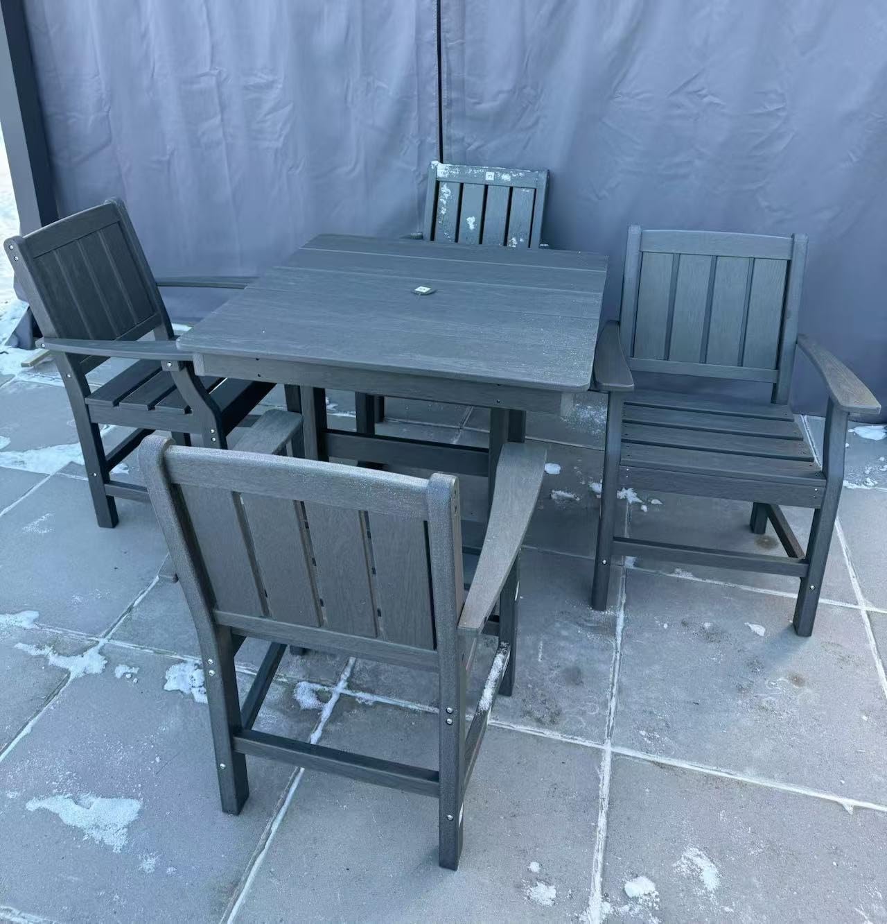 Pamapic Patio Dining Table Set, 5-Piece Outdoor Dining Set for 4, Grey customer photo 2