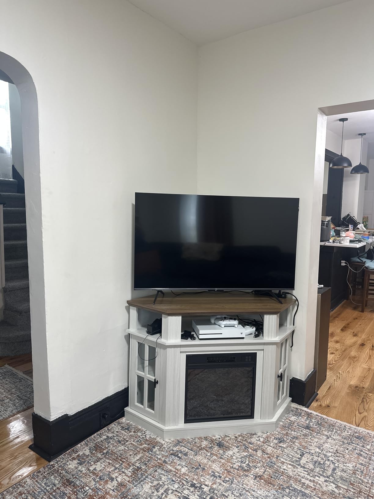 YESHOMY Corner Fireplace TV Stand for TVs up to 55