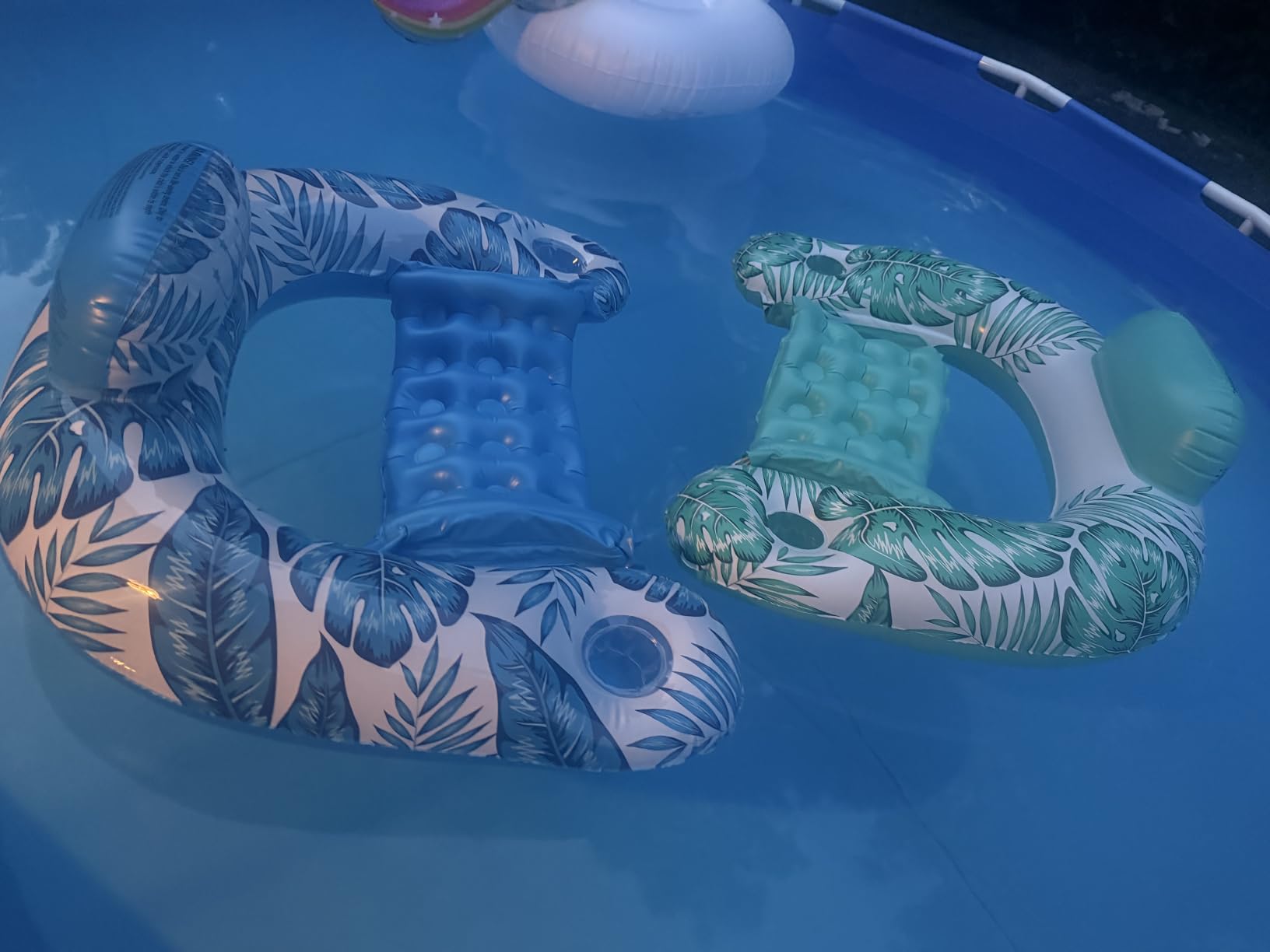 Jasonwell Inflatable Pool Float Chair - 2Pack Pool Floaties Floating Pool Chair Lounge Floats for Swimming Pool Water Chair Pool Lounger with Cup Holder Pool Toy Party Floaty Adults (BG-L) customer photo 2