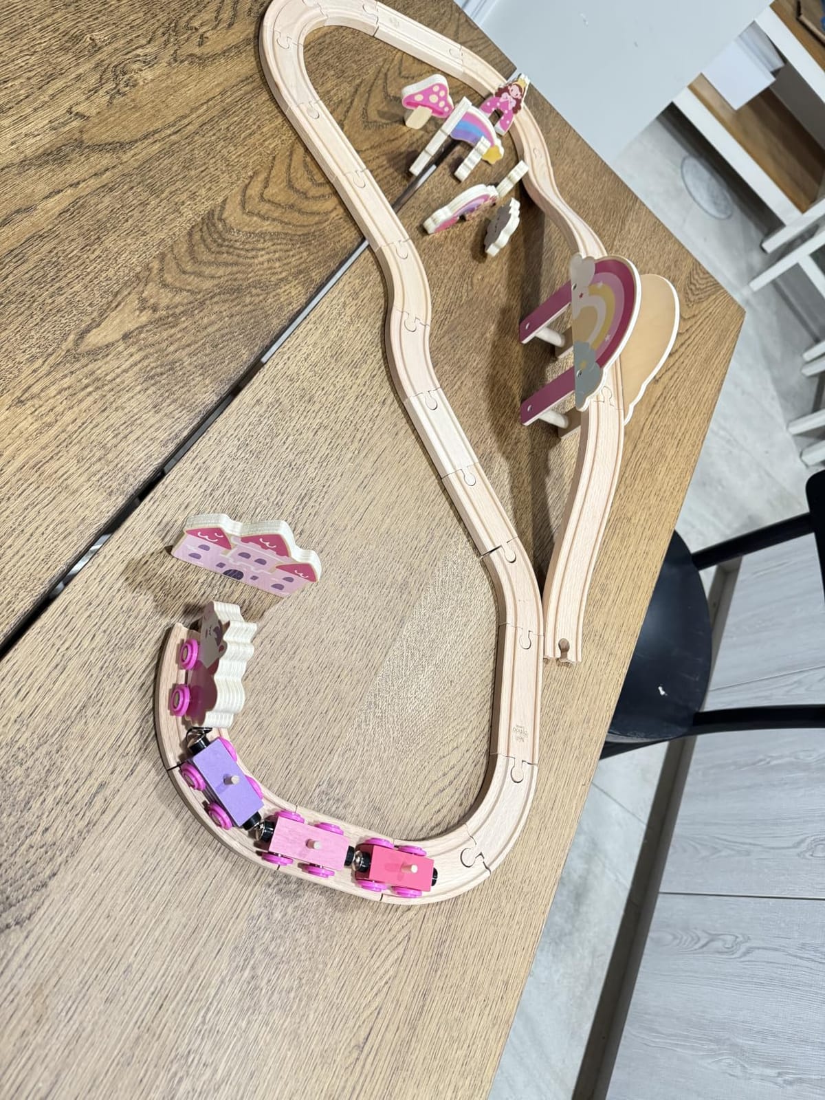 Lehoo Castle Wooden Train Set for Girls, Pink Unicorn Train Set customer photo 1