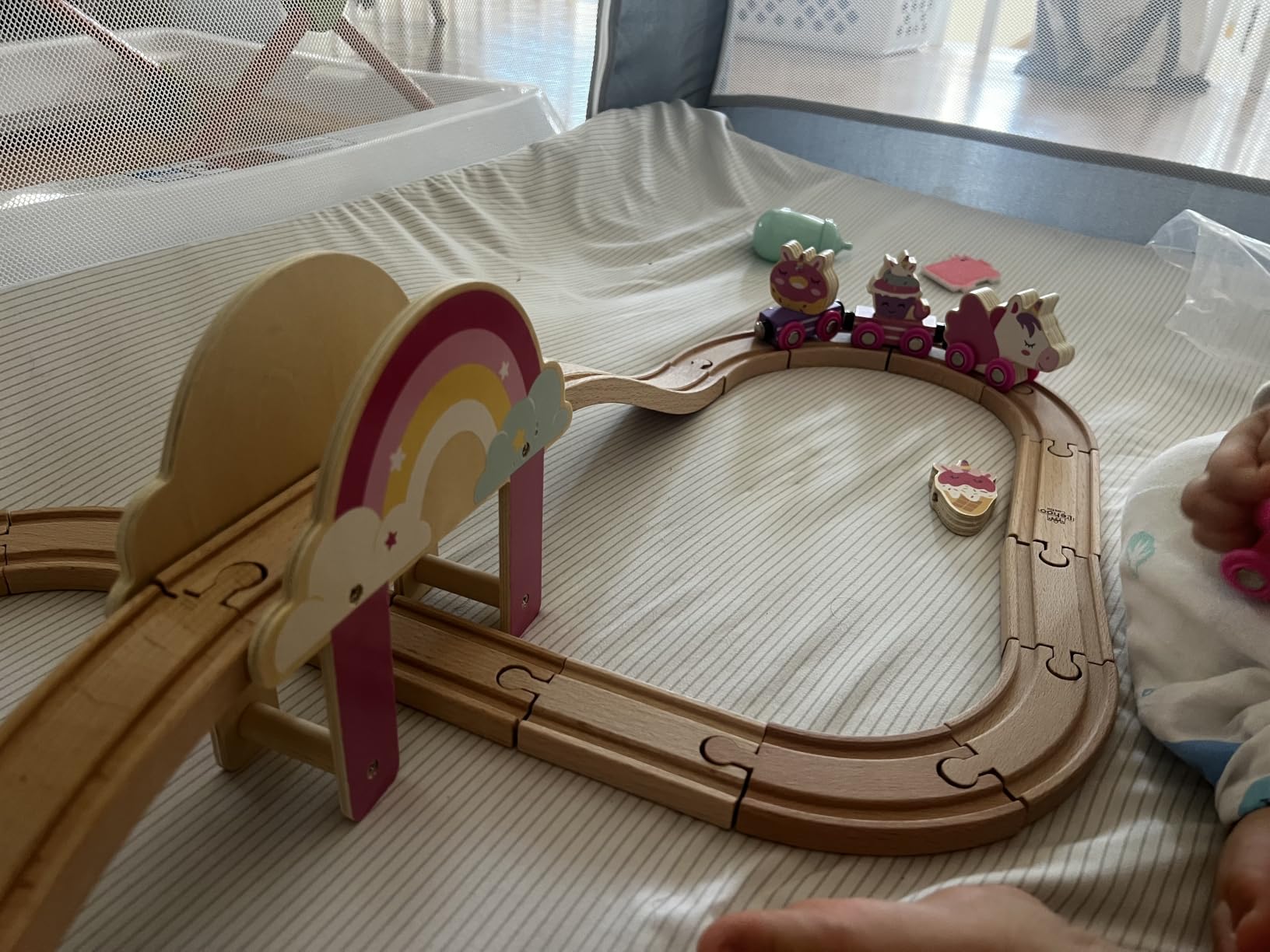 Lehoo Castle Wooden Train Set for Girls, Pink Unicorn Train Set customer photo 2