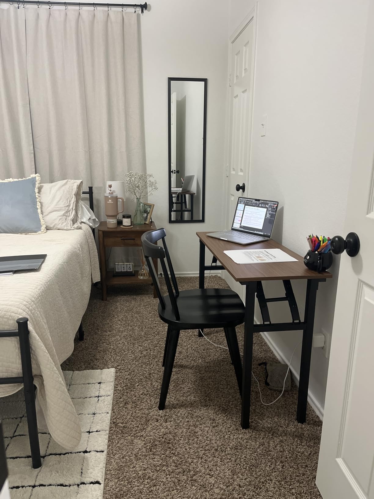 Frylr Small Folding Computer Desk – Portable 35.8 Inch Foldable Laptop Table, No-Assembly, Collapsible and Compact for Easy Storage, Lightweight for Small Spaces, Craft and Study Use, Dark Walnut customer photo 2
