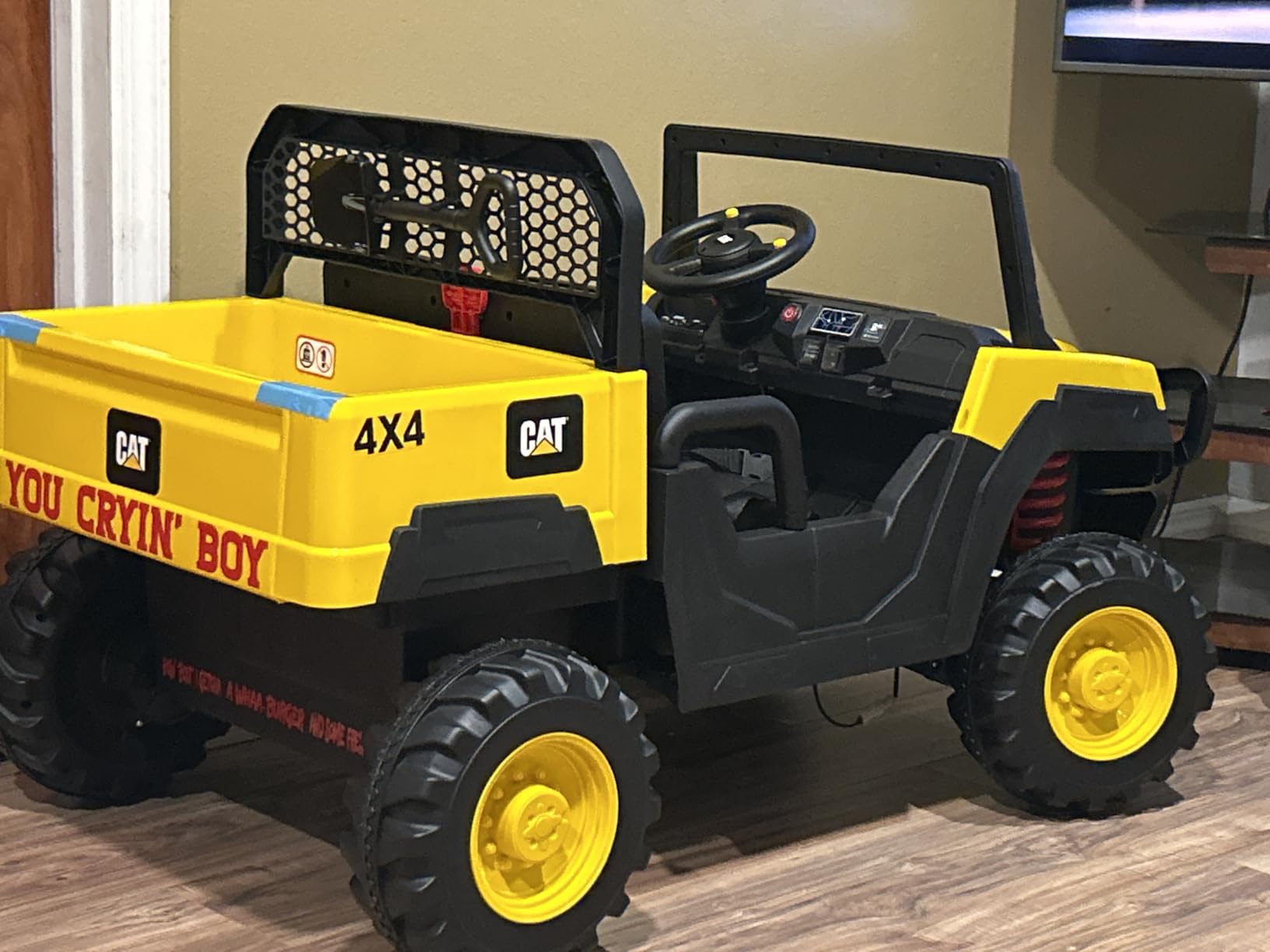 ANPABO Licensed Caterpillar 24V Ride On Toys with Dump Bed and Shovel | 2 seater ride on dump truck, remote control, 4×100w motors, up to 5mph, rear shock absorbers, bluetooth, gift for kids 3-6 customer photo 2