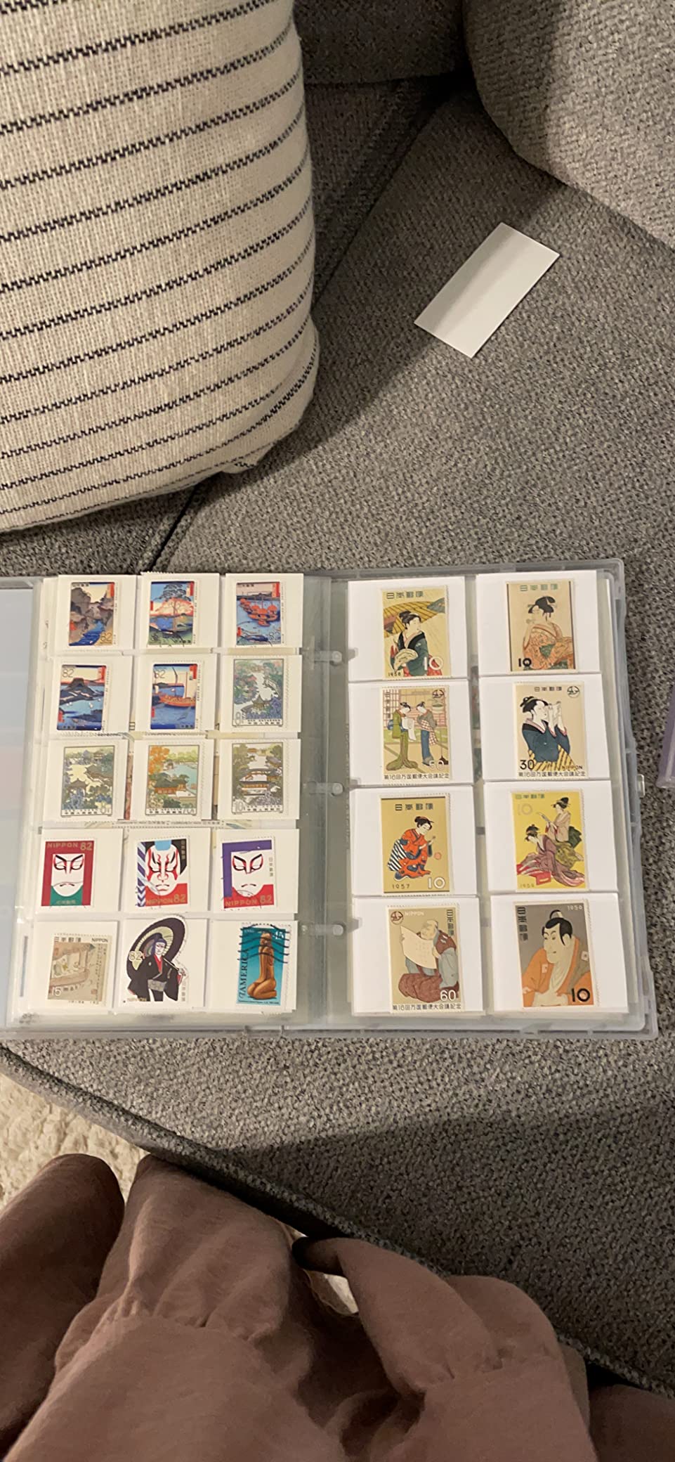 Stamp Collection Album Binder with 10 Archival Safe Pages - Compact 3-Ring Postage Stamp Storage Case with Snap Lock, Holds 150-300 Stamps - Includes 150 Mounting Squares, 1.25