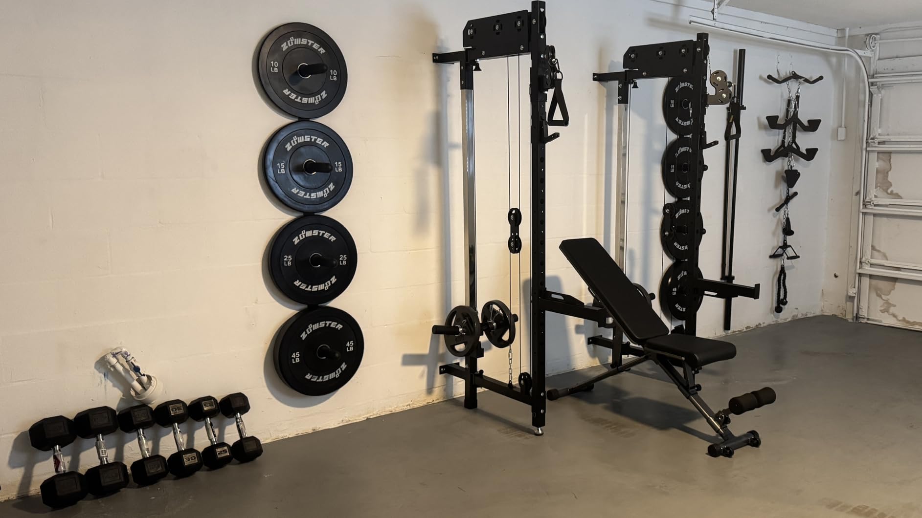 WM3-V4 Folding Squat Rack, Wall Mounted Power Rack with Dual Independent Pulley System, Functional Trainer with 5 Adjustable Function Modes for Space Saving customer photo 1