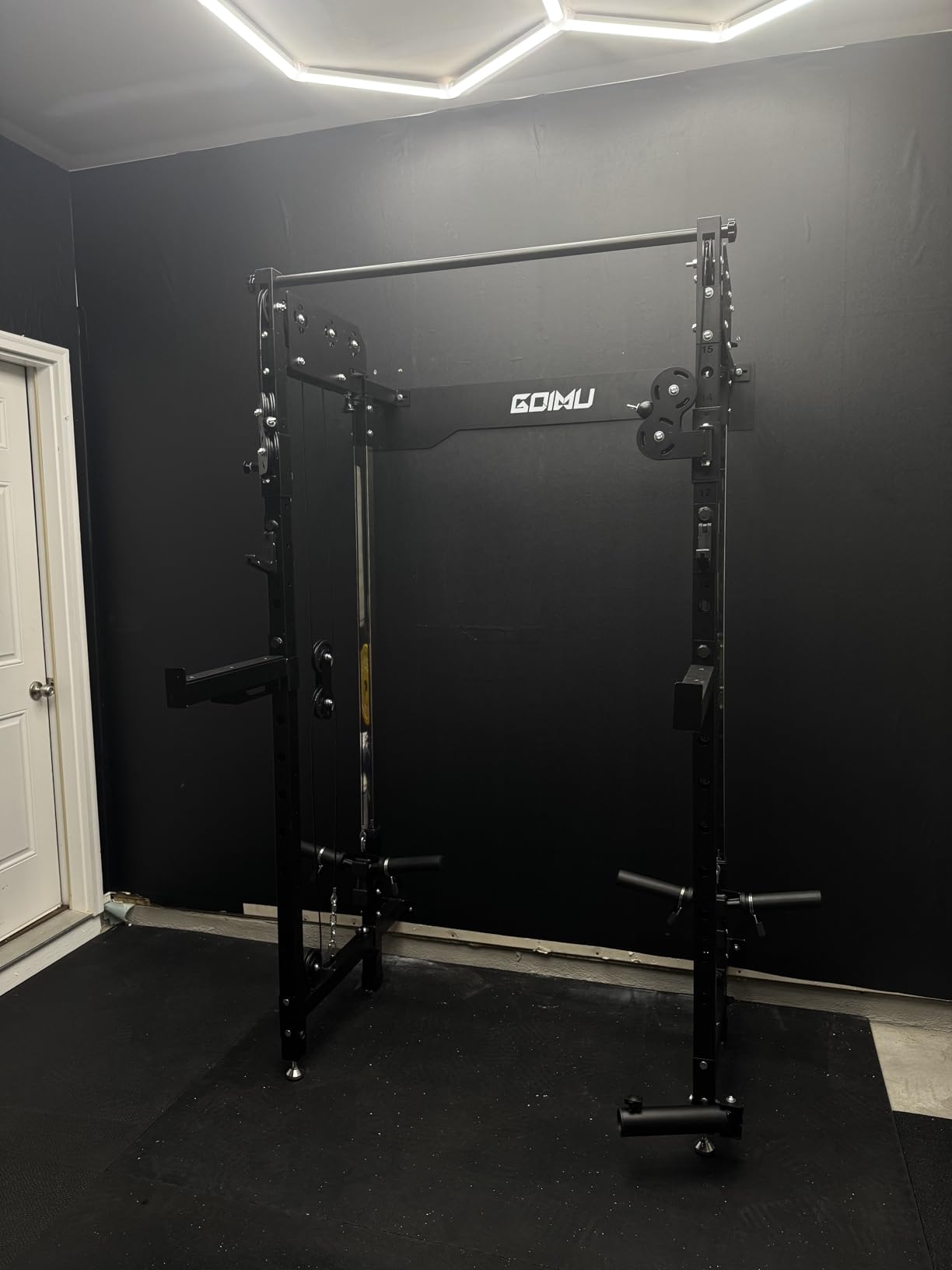 WM3-V4 Folding Squat Rack, Wall Mounted Power Rack with Dual Independent Pulley System, Functional Trainer with 5 Adjustable Function Modes for Space Saving customer photo 2