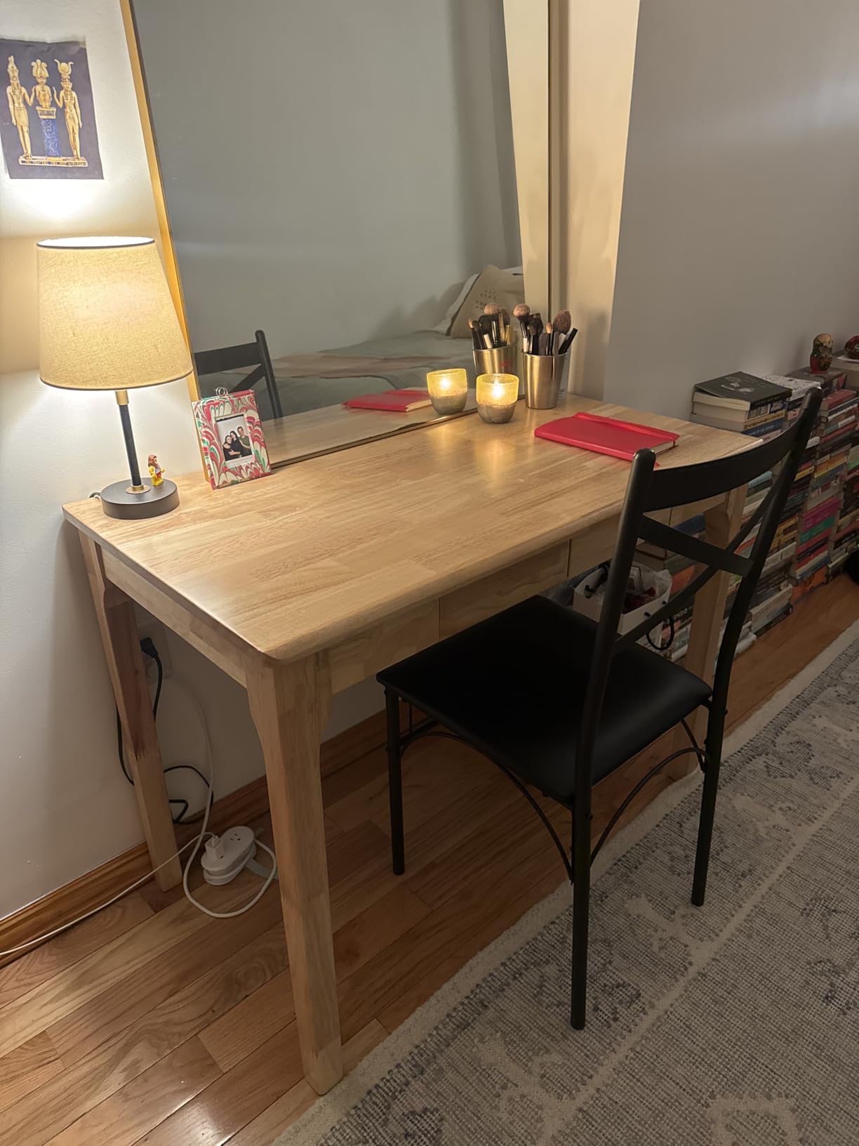 Solid Wood Desk, Gaming Study Home Office Desks for Work, Student PC Desk for Bedroom, Small Computer Desk for Small Spaces, Easy to Assemble (Walnut Color, 47inch) customer photo 1