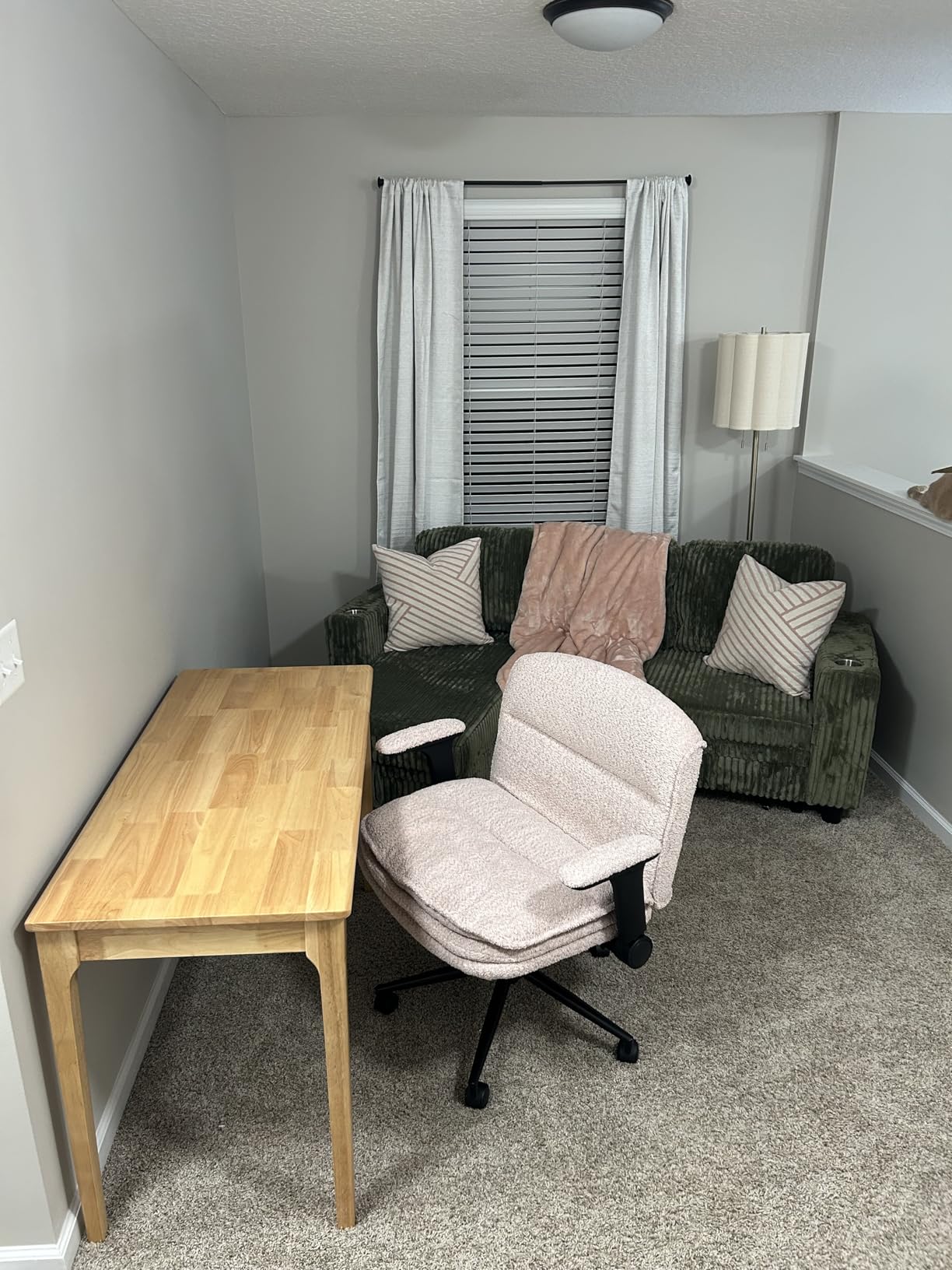 Solid Wood Desk, Gaming Study Home Office Desks for Work, Student PC Desk for Bedroom, Small Computer Desk for Small Spaces, Easy to Assemble (Walnut Color, 47inch) customer photo 2