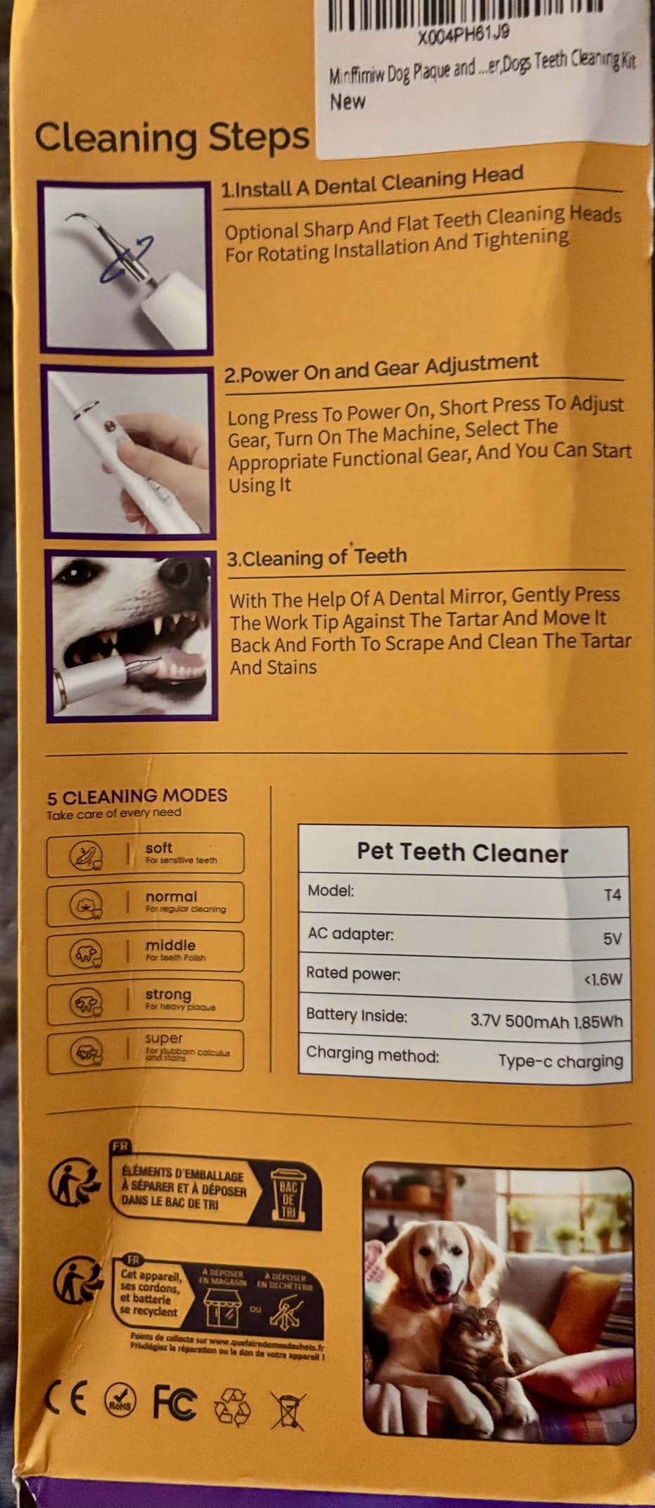 Dog Plaque Tartar Remover for Teeth - Dog Teeth Cleaning Kit, Electric Remover with LED Light, 5 Adjustable Modes, Safe Pet Tooth Cleaner, Dental Care Tool for Dogs customer photo 1