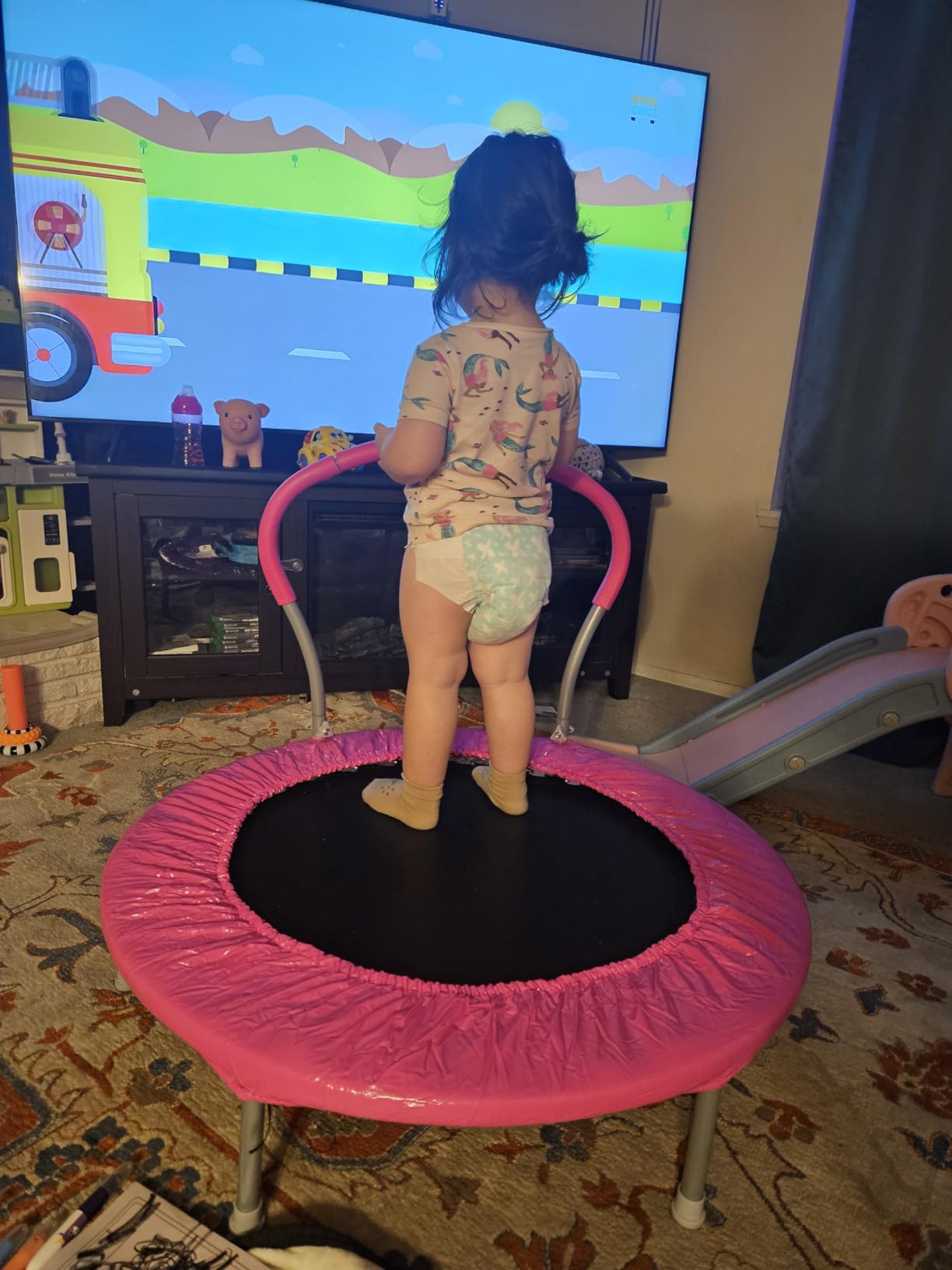 Lyromix 36-Inch Kids Trampoline with Handle - Indoor Mini Tranpoline for Toddlers, Small Fitness Rebounder for Indoor and Outdoor Use customer photo 2