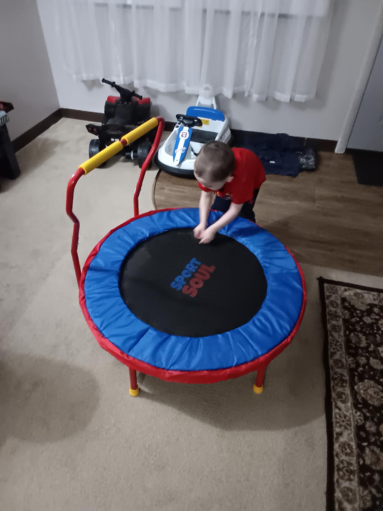 SPORTSOUL Mini Trampoline for Kids 3-6 with Super Safe Foam Handle Bar customer photo 2