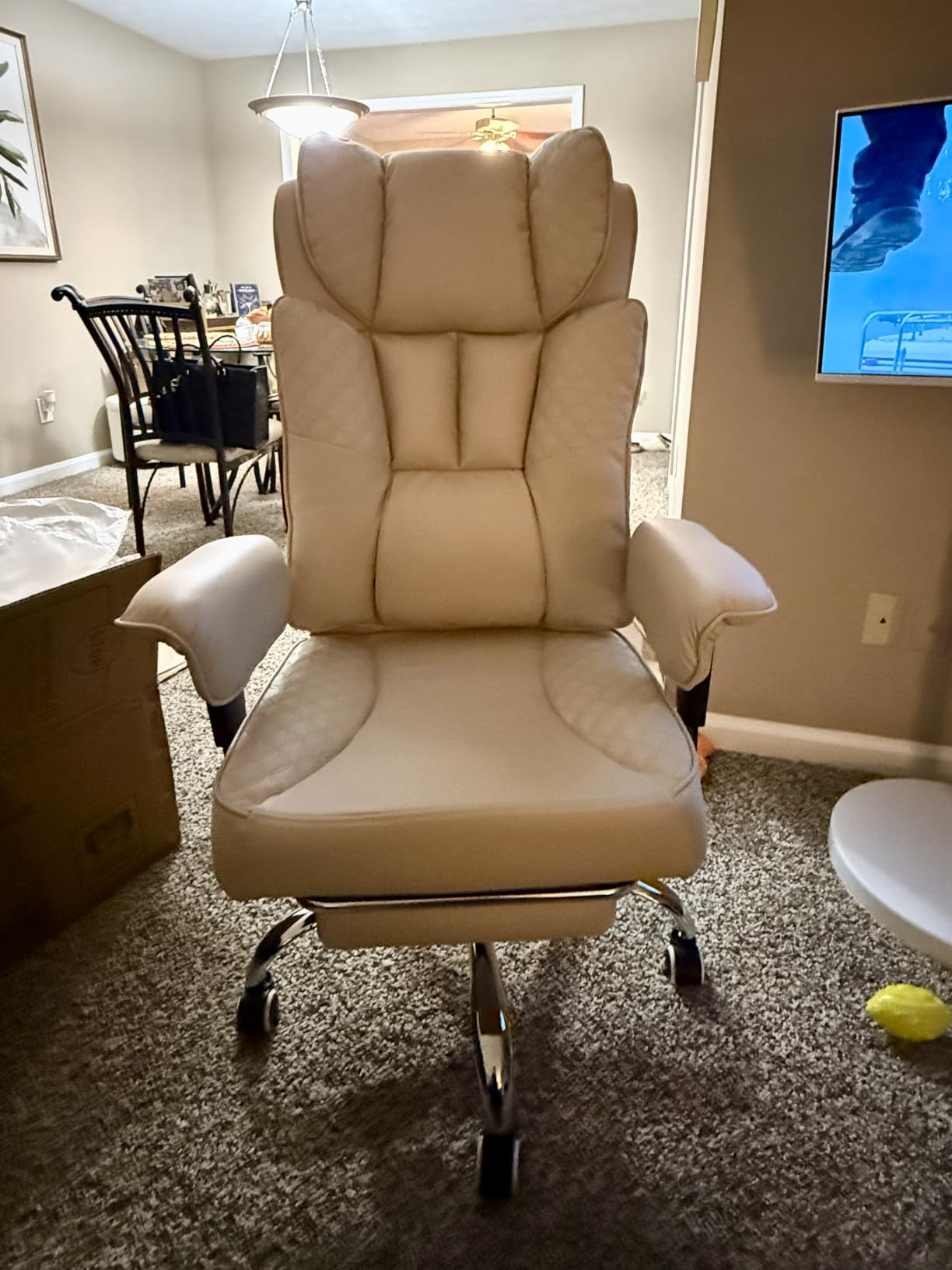 GTPLAYER Big and Tall Office Chair Wide Ergonomic Gaming Chair with Deluxe Embossing Designed Leather with Foot Rest,150°Reclining Adjustable Soft Armrests Pocket Spring Back Support and Pillow customer photo 2