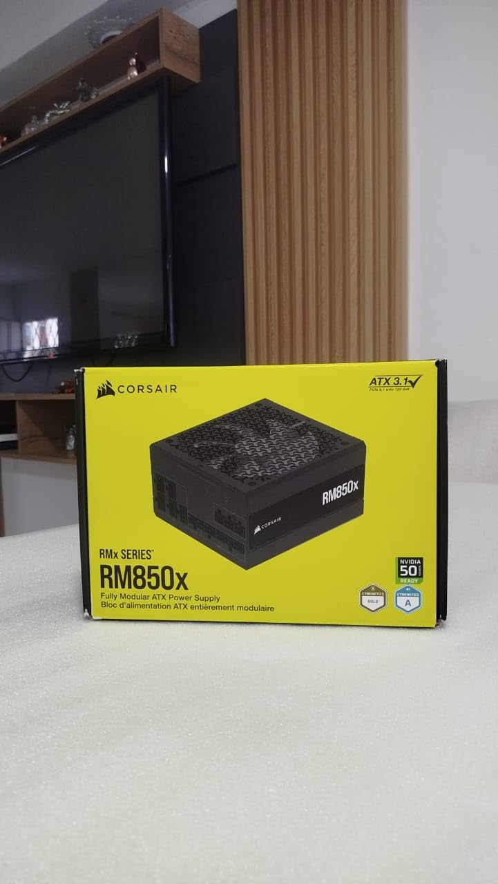 CORSAIR RM850x ATX 3.1 PCIe 5.1 Ready Fully Modular 850W Power Supply – Low-Noise, Cybenetics Gold Efficiency, Native 12V-2x6 Connector – Black customer photo 1