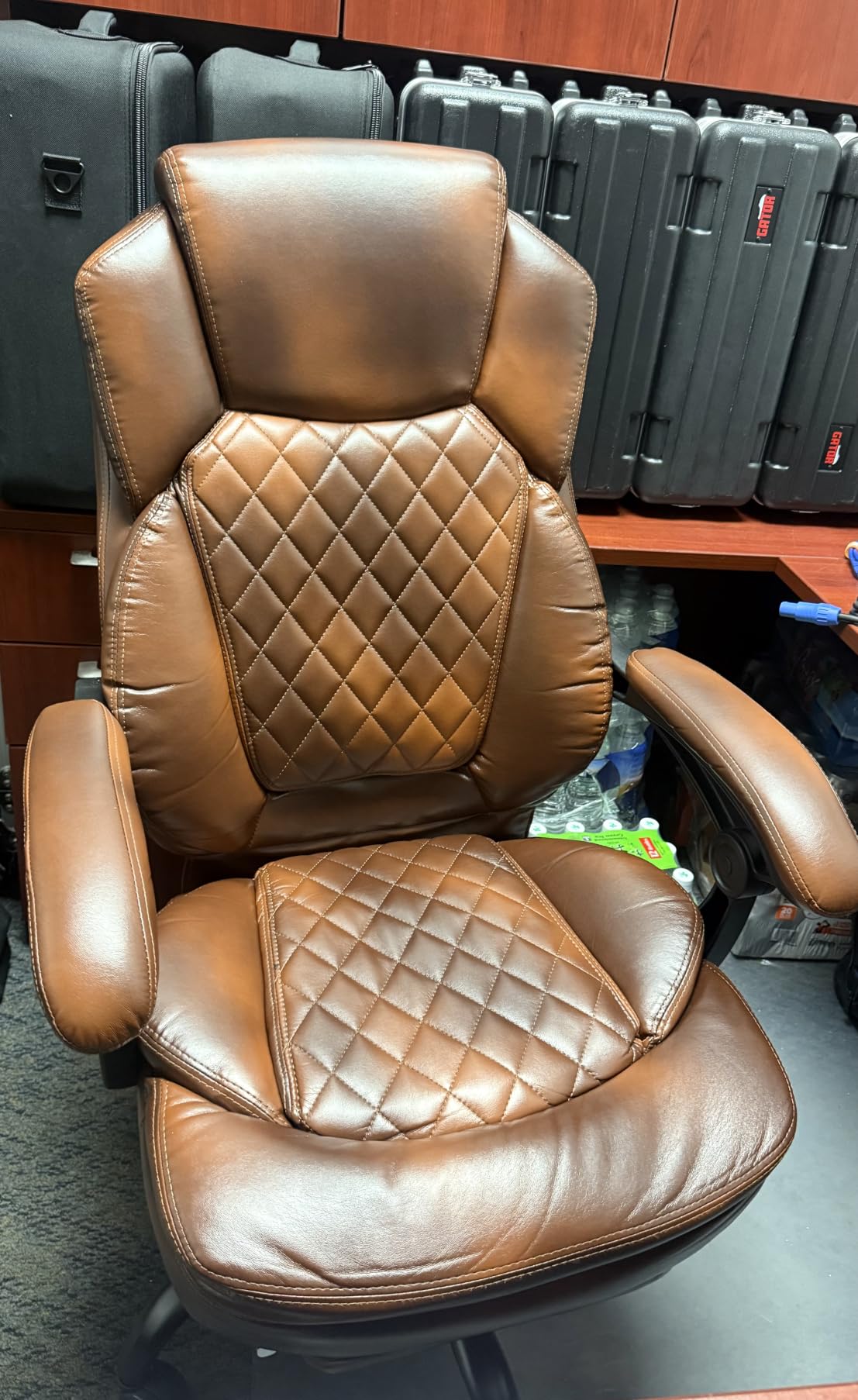 Plus Size Leather Reclining Office Desk Chair with Footrest Blue customer photo 1