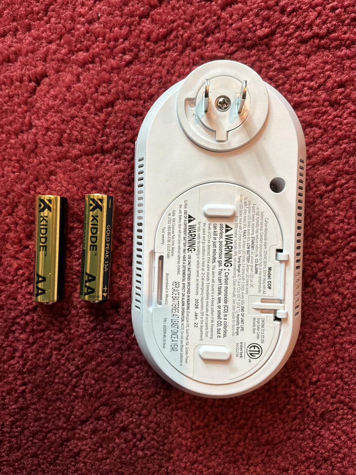 Kidde Carbon Monoxide Detector, Plug-in & AA Battery Backup, COP customer photo 1