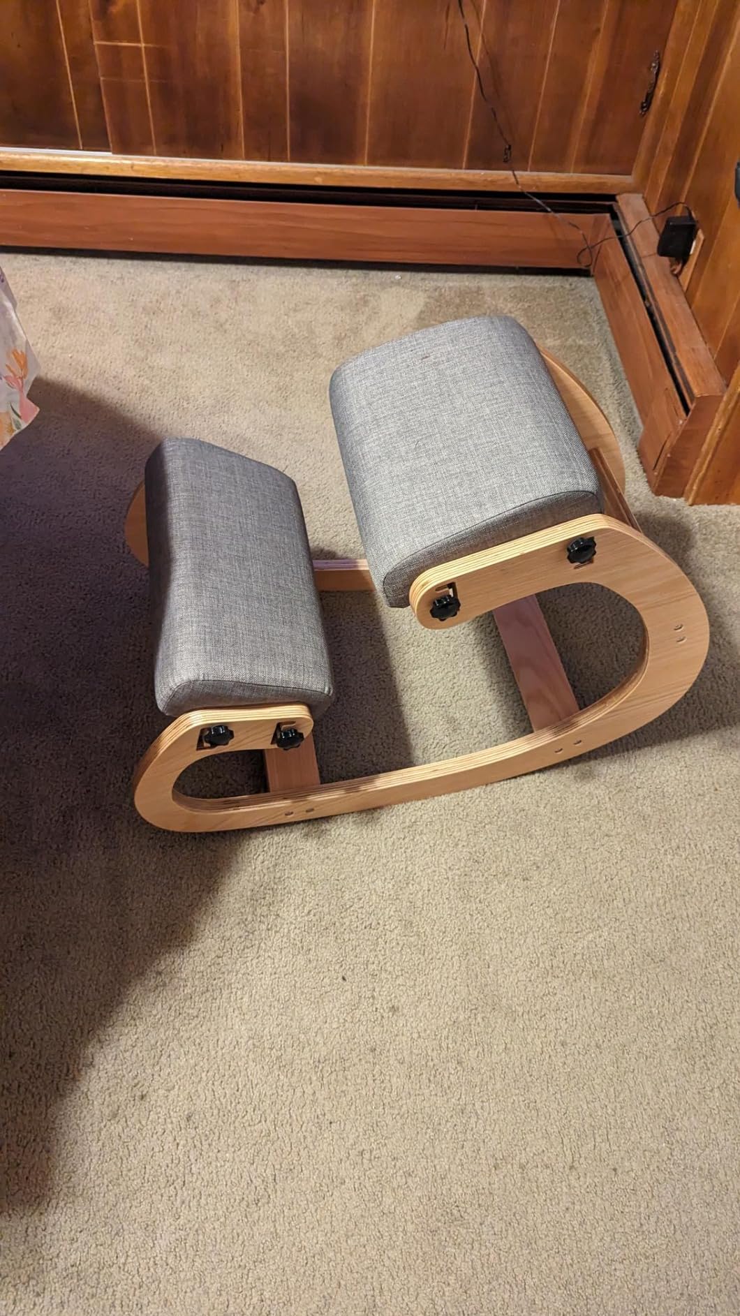 Ergonomic Kneeling Chair, Adjustable Rocking Knee Chairs for Home Office, Wooden Office Knee Chair for Back Pain Relief, Beige customer photo 1