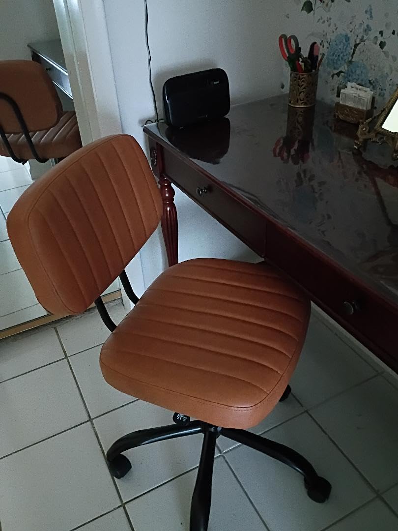 DUMOS Armless Office Desk Chair, Small Vanity Chair with Lumbar Support customer photo 1
